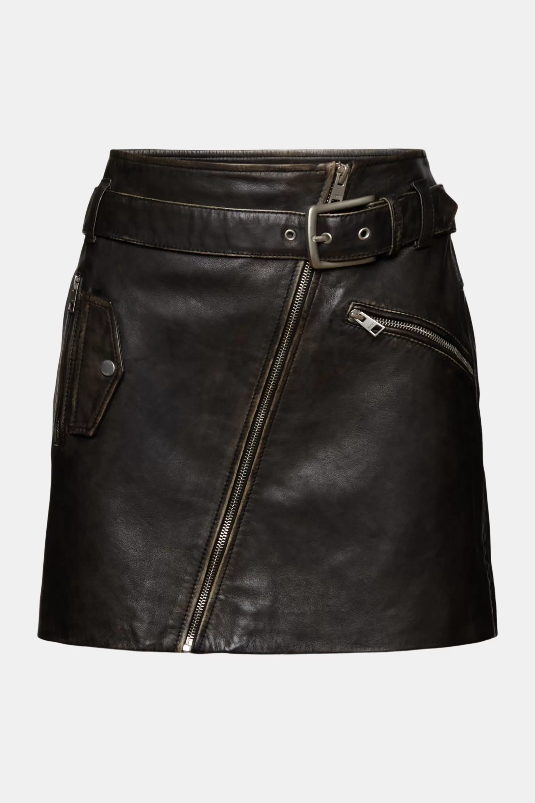 ESPRIT Asymmetric Zip Leather Mini Skirt at our Online Shop *Women Premium Picks