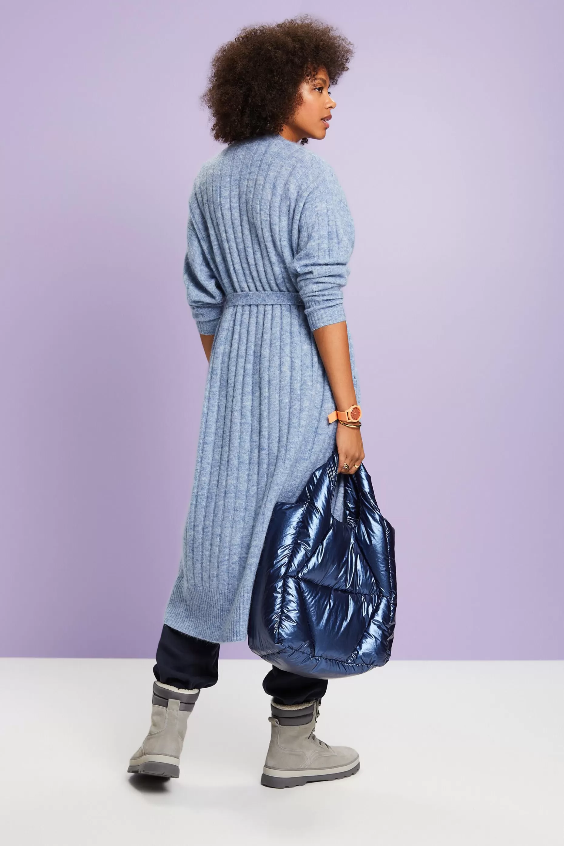 ESPRIT Belted Ribbed Knit Long Cardigan at our Online Shop *Women Sweaters