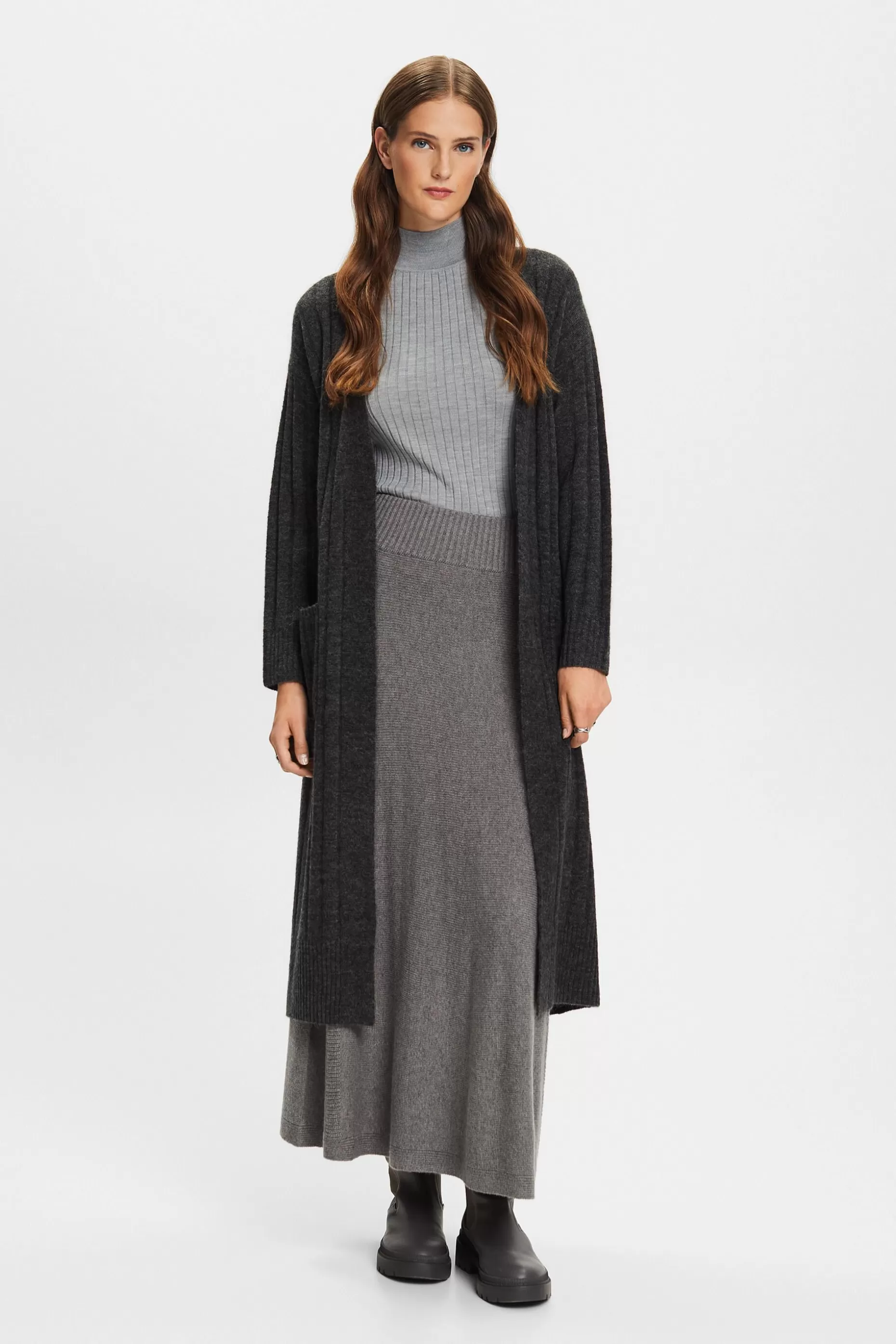 ESPRIT Belted Ribbed Knit Long Cardigan at our Online Shop *Women Sweaters