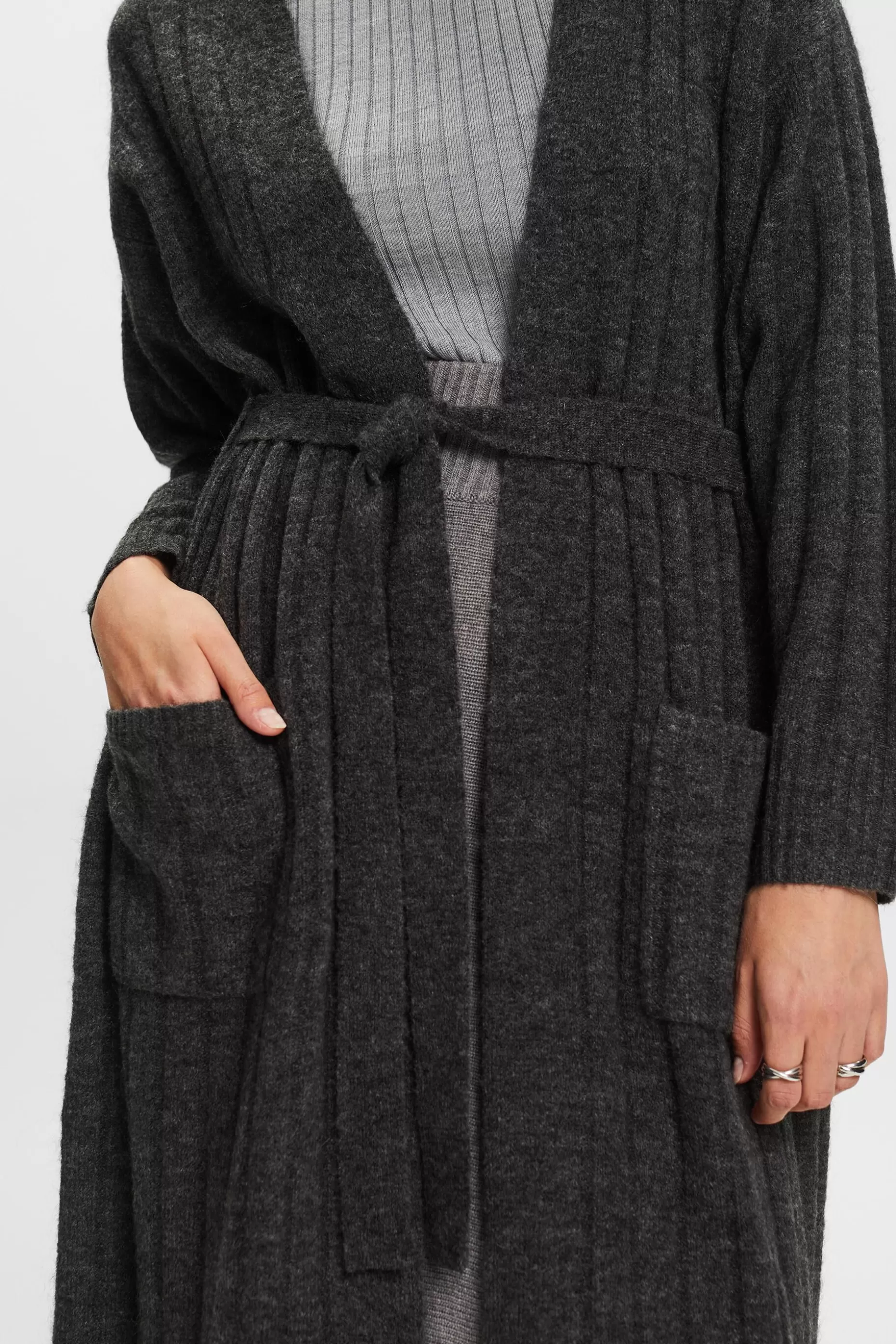 ESPRIT Belted Ribbed Knit Long Cardigan at our Online Shop *Women Sweaters