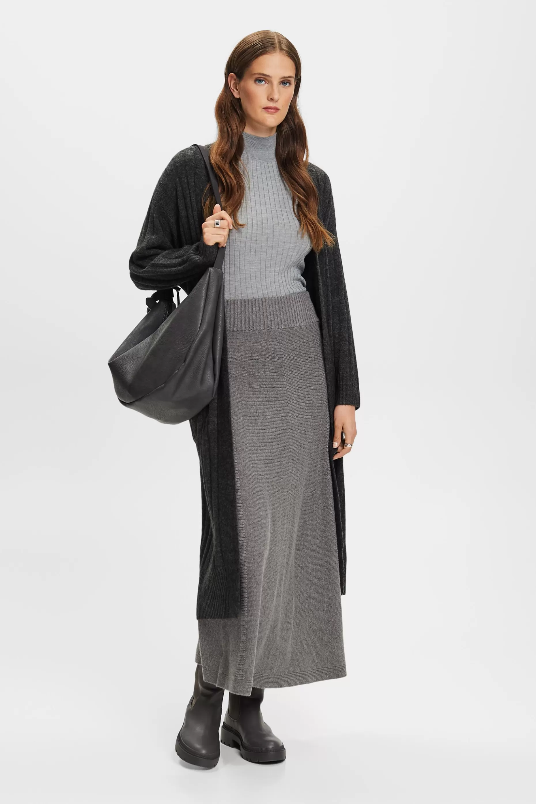 ESPRIT Belted Ribbed Knit Long Cardigan at our Online Shop *Women Sweaters