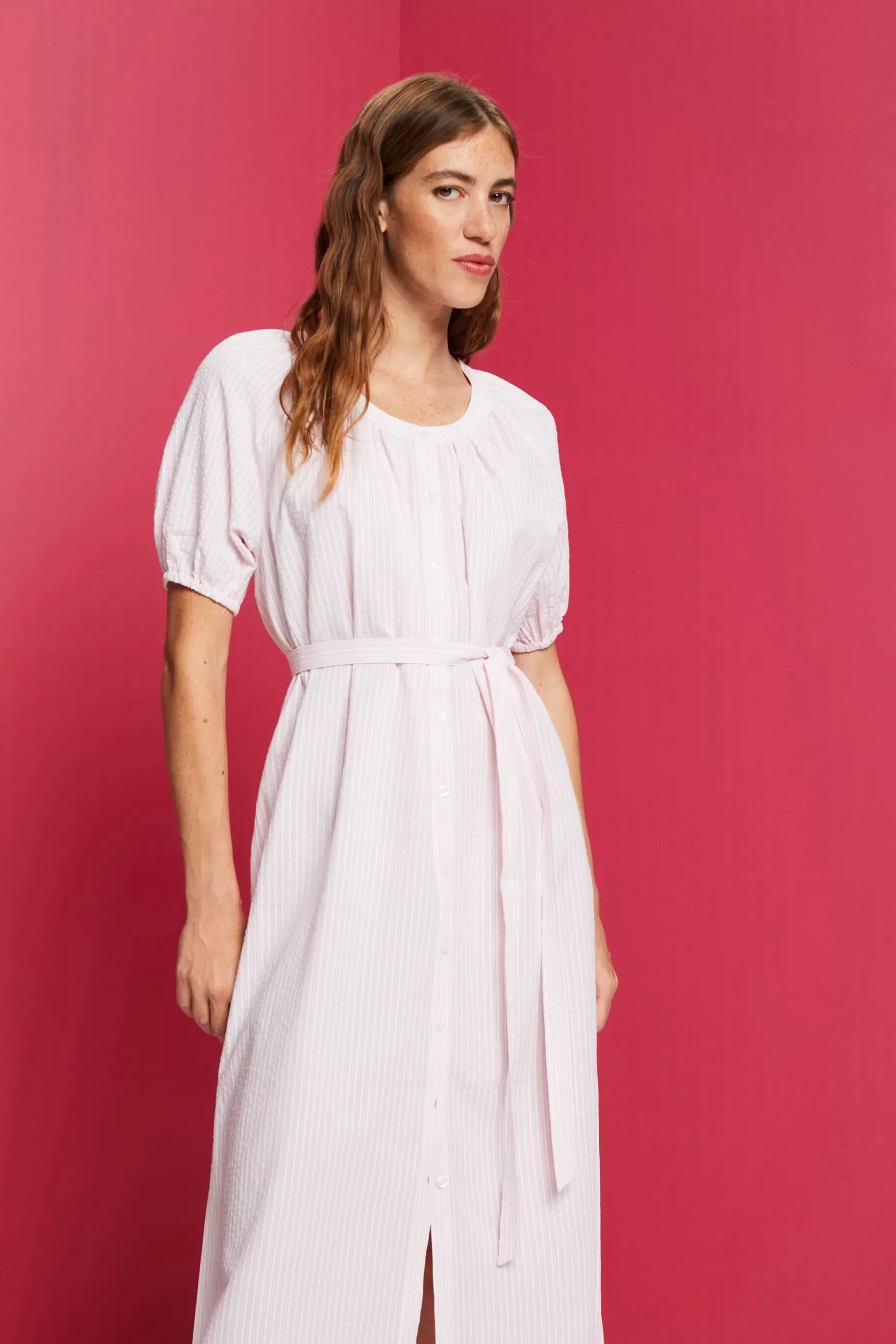 ESPRIT Belted Striped Cotton-Blend Shirtdress at our Online Shop *Women Dresses + Jumpsuits