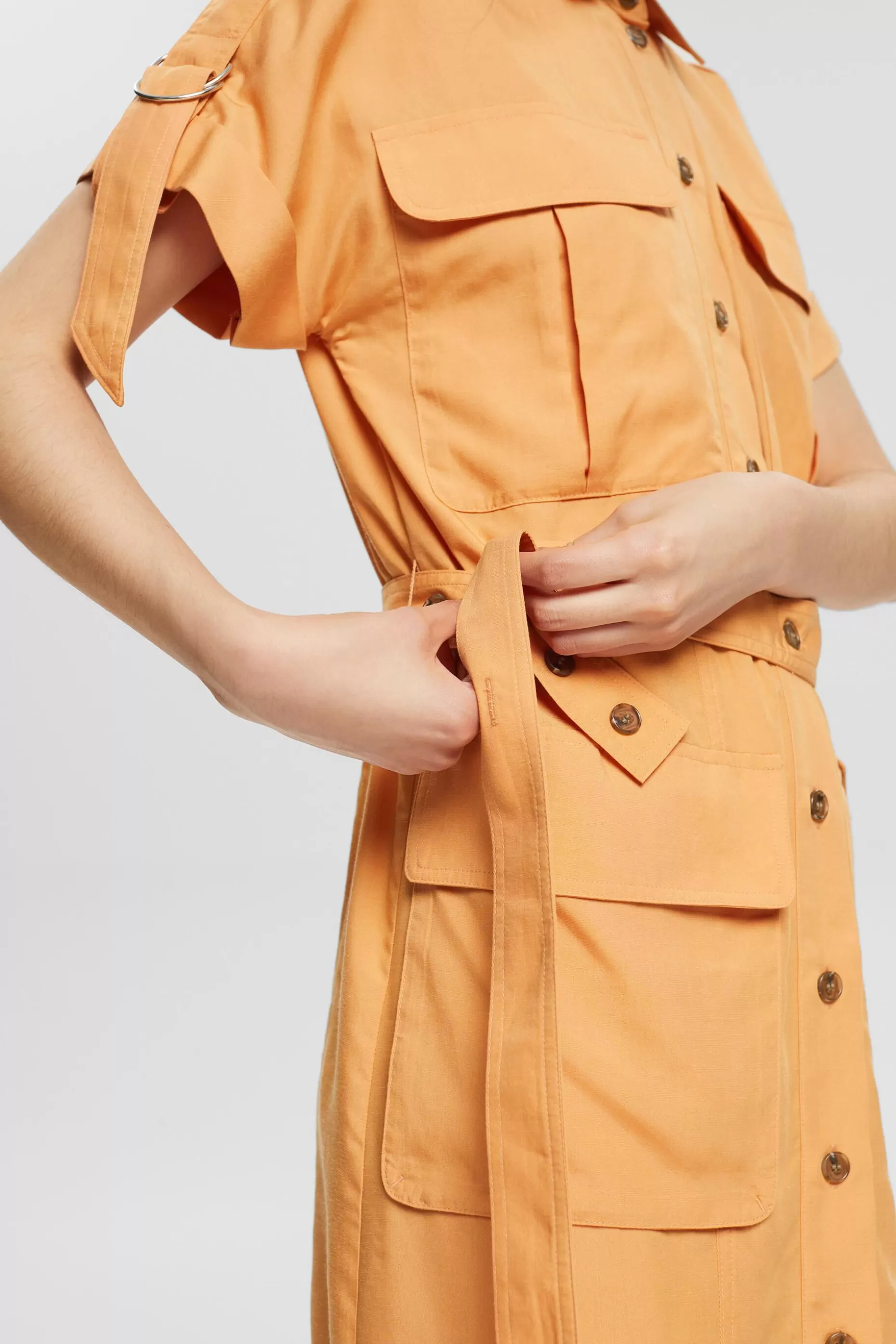 ESPRIT Blended linen: shirt dress with a belt at our Online Shop * Sale Under $75