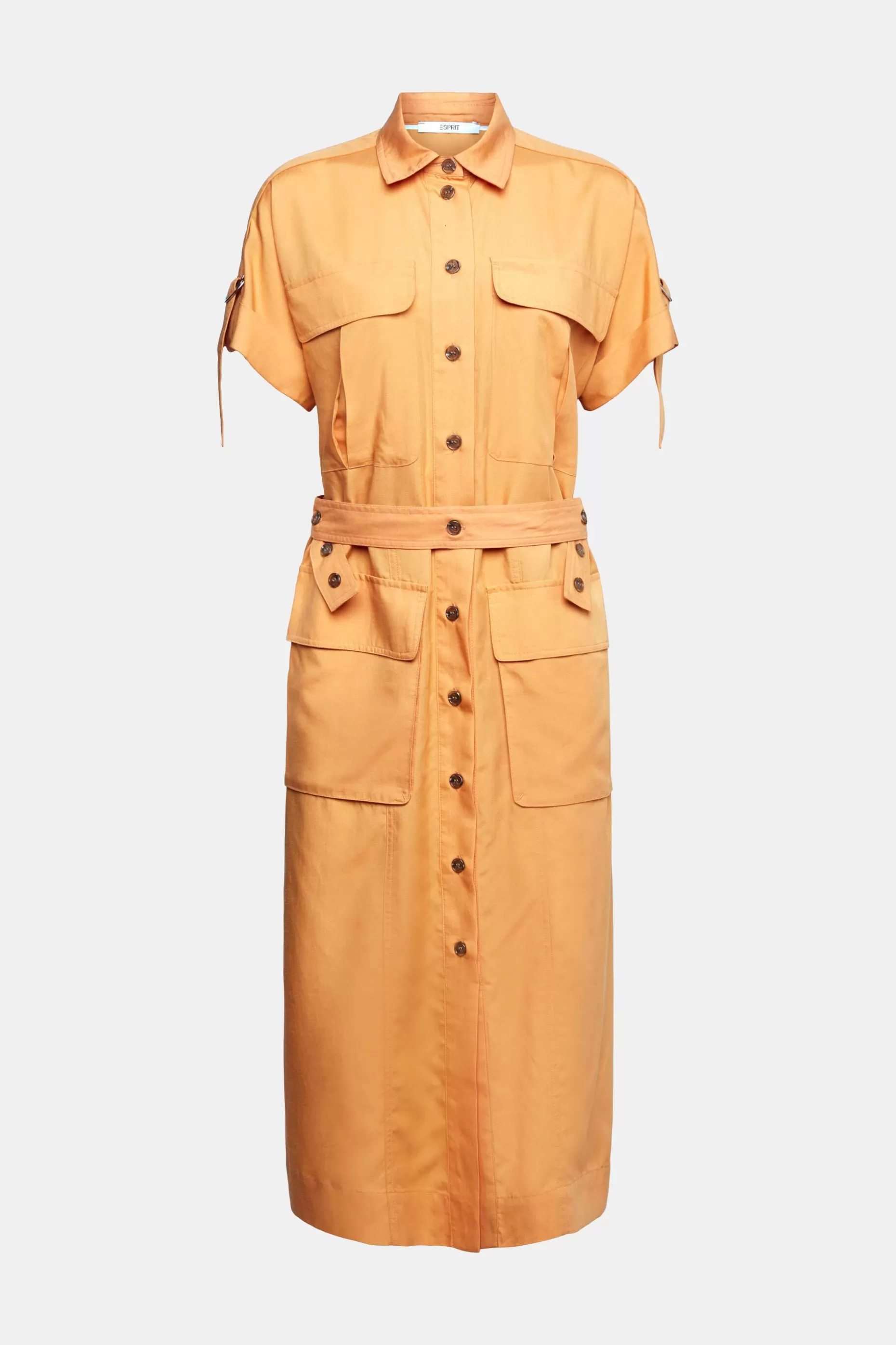 ESPRIT Blended linen: shirt dress with a belt at our Online Shop *Women Dresses + Jumpsuits