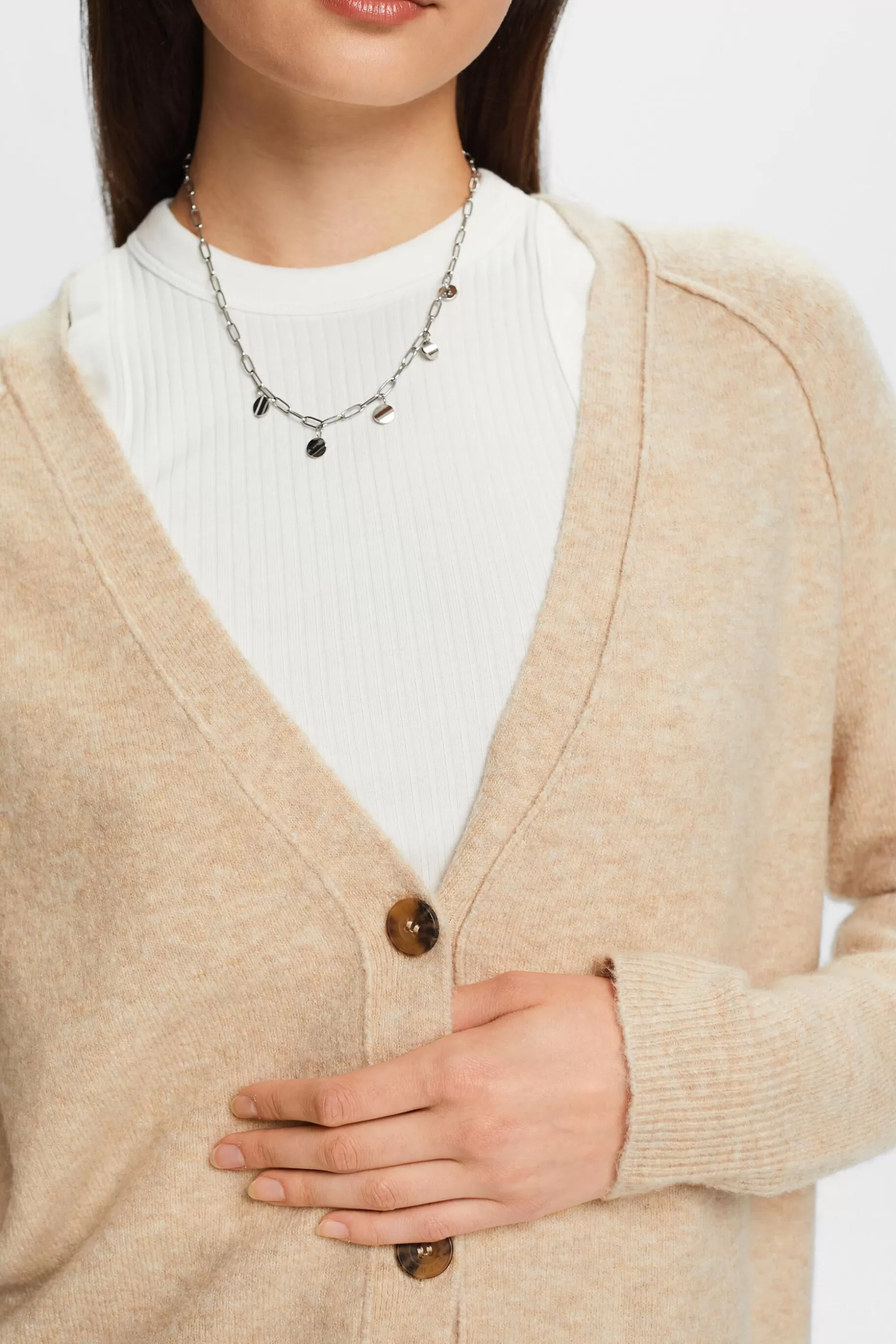 ESPRIT Buttoned V-neck cardigan, wool blend at our Online Shop *Women Sweaters