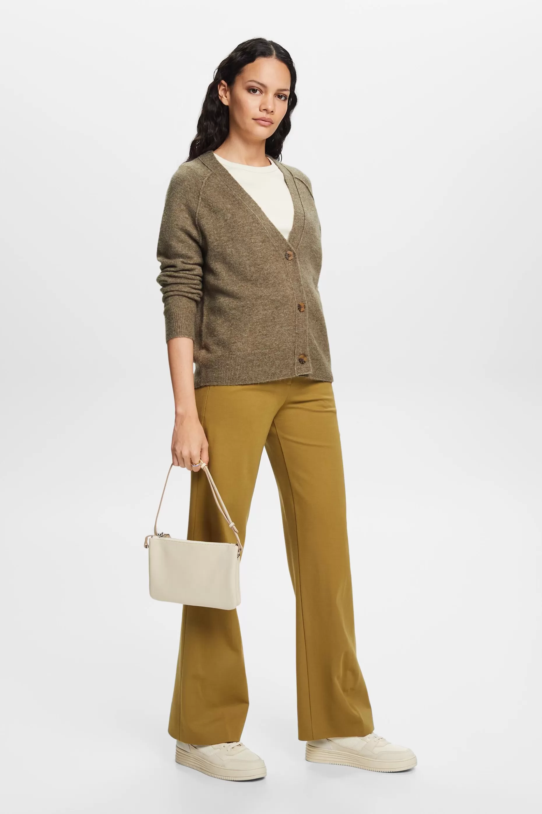 ESPRIT Buttoned V-neck cardigan, wool blend at our Online Shop *Women Sweaters