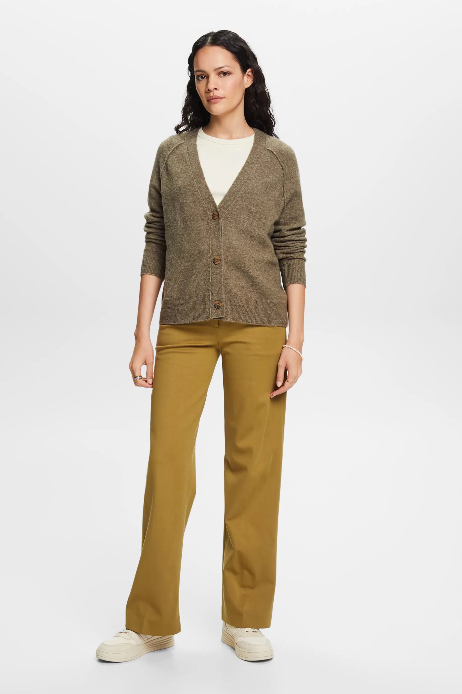 ESPRIT Buttoned V-neck cardigan, wool blend at our Online Shop *Women Sweaters