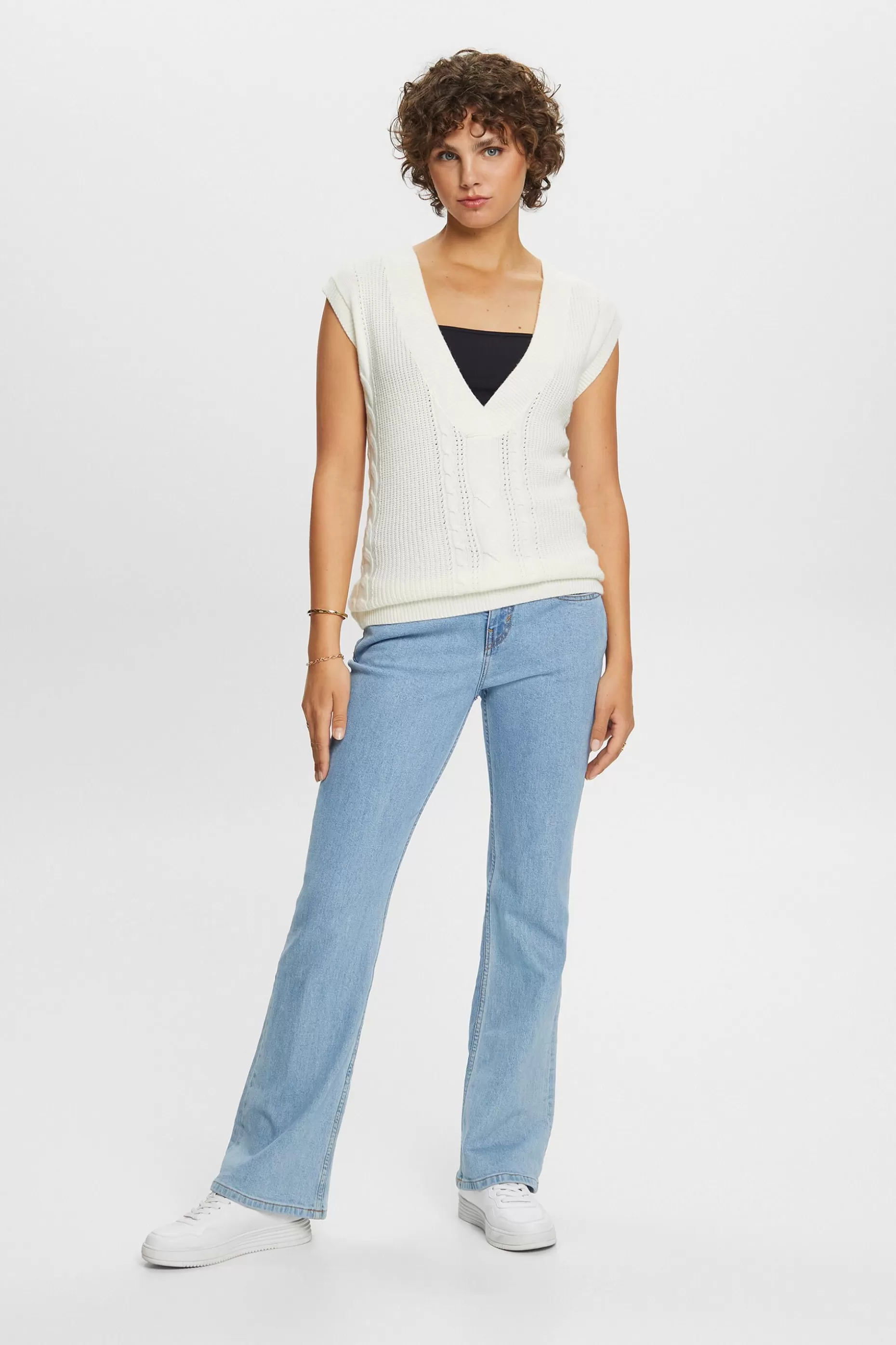 ESPRIT Cable knit vest, wool blend at our Online Shop *Women Tops