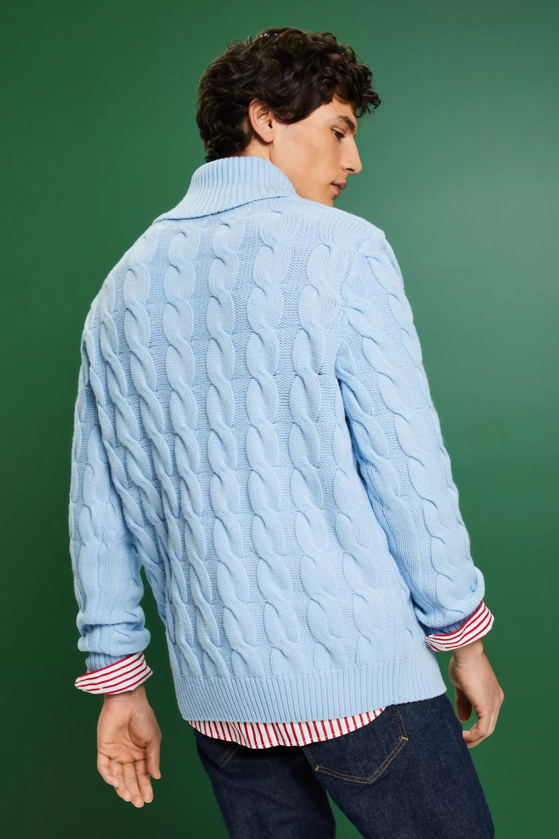 ESPRIT Cable Knit Wool Shawl Sweater at our Online Shop *Men Sweaters