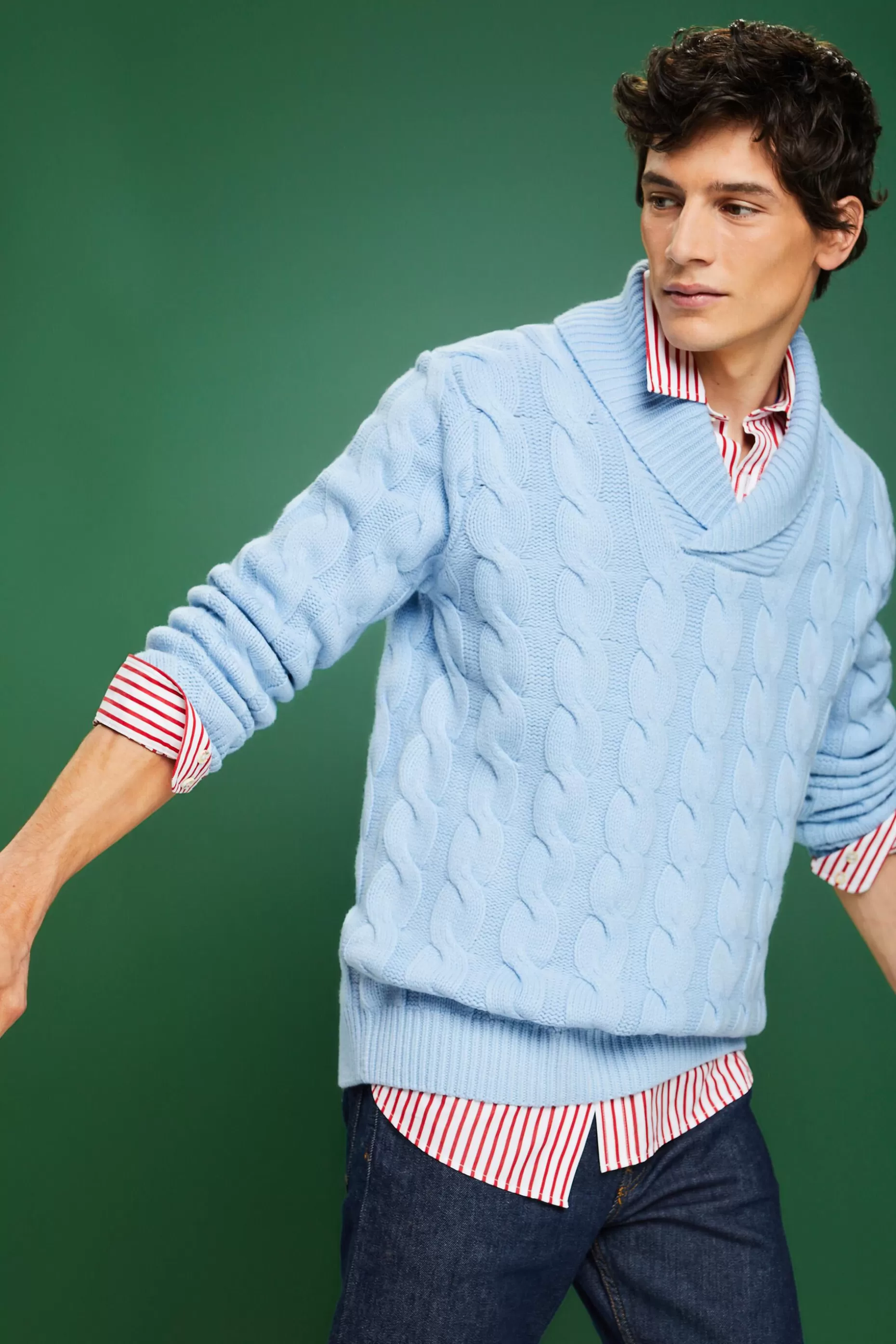 ESPRIT Cable Knit Wool Shawl Sweater at our Online Shop *Men Sweaters