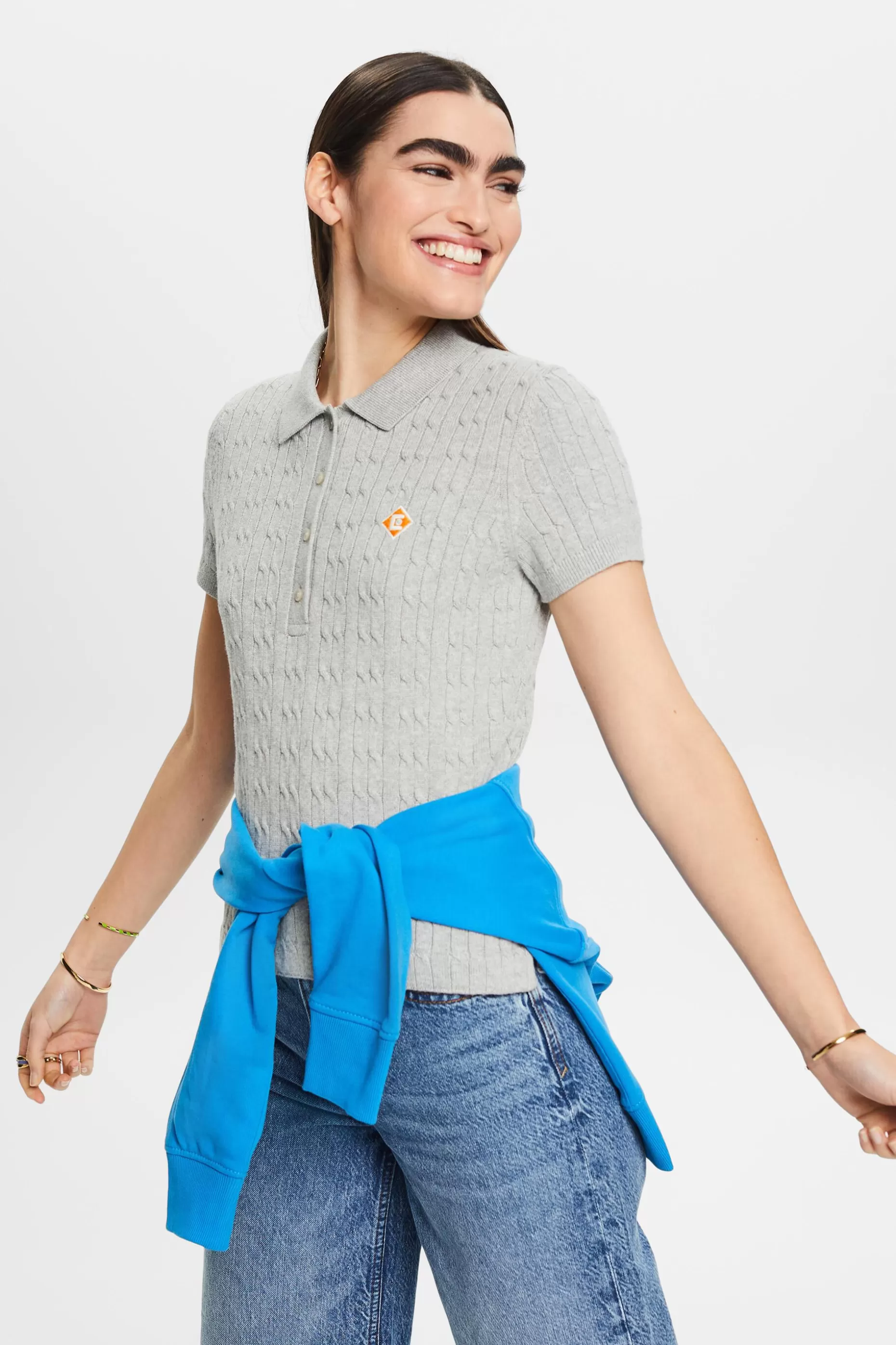 ESPRIT Cable-Knit Polo Shirt at our Online Shop *Women Sweaters