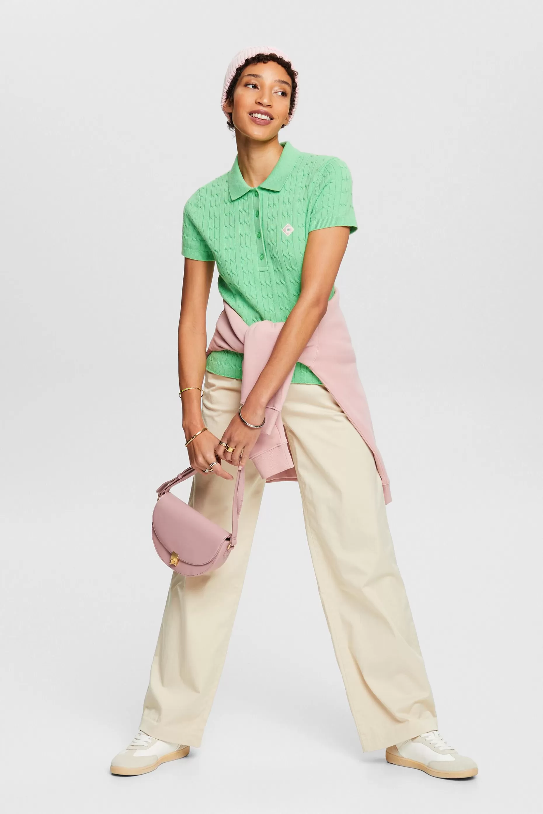 ESPRIT Cable-Knit Polo Shirt at our Online Shop *Women Sweaters