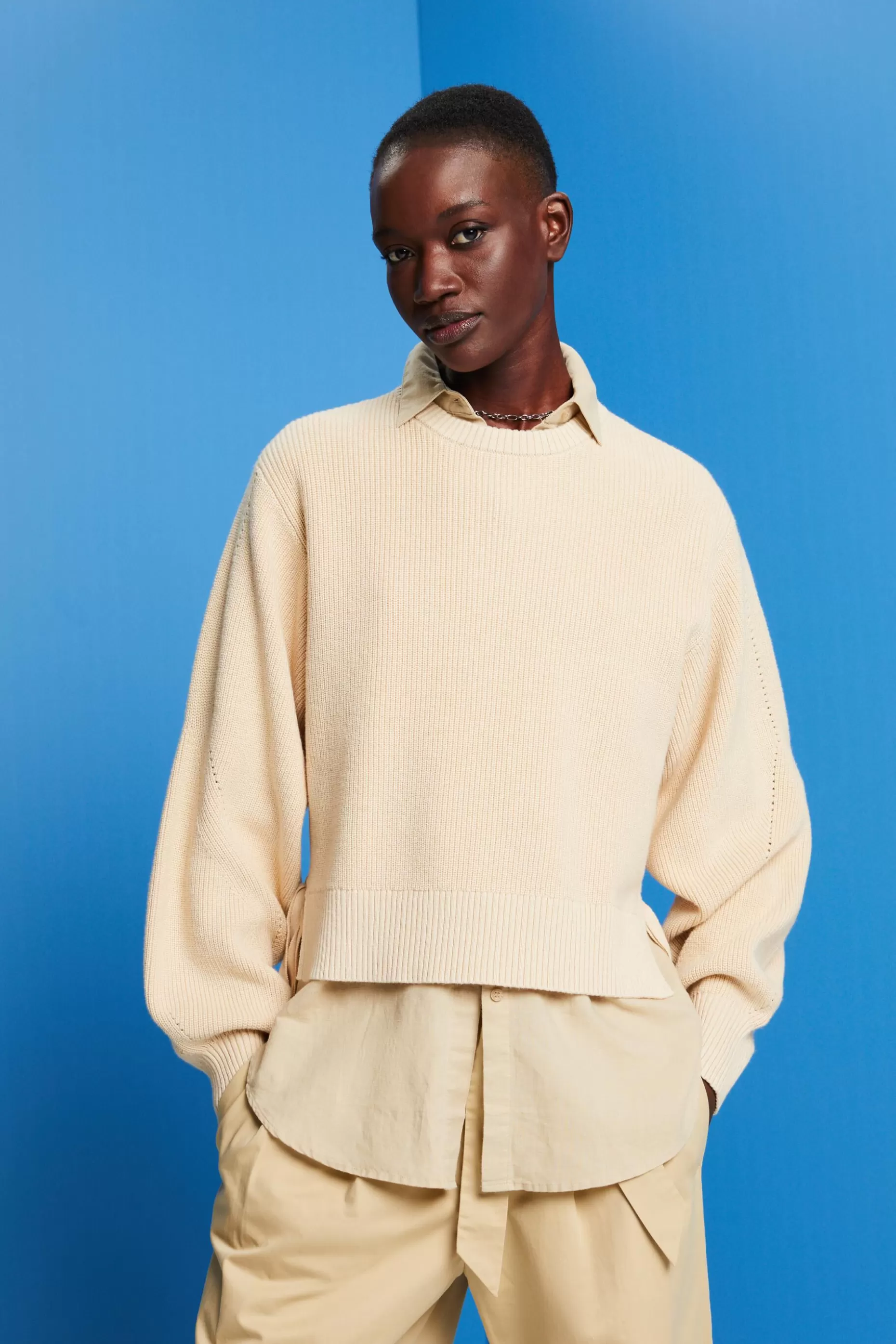 ESPRIT Cashmere blended jumper with lace detail at our Online Shop *Women Sweaters