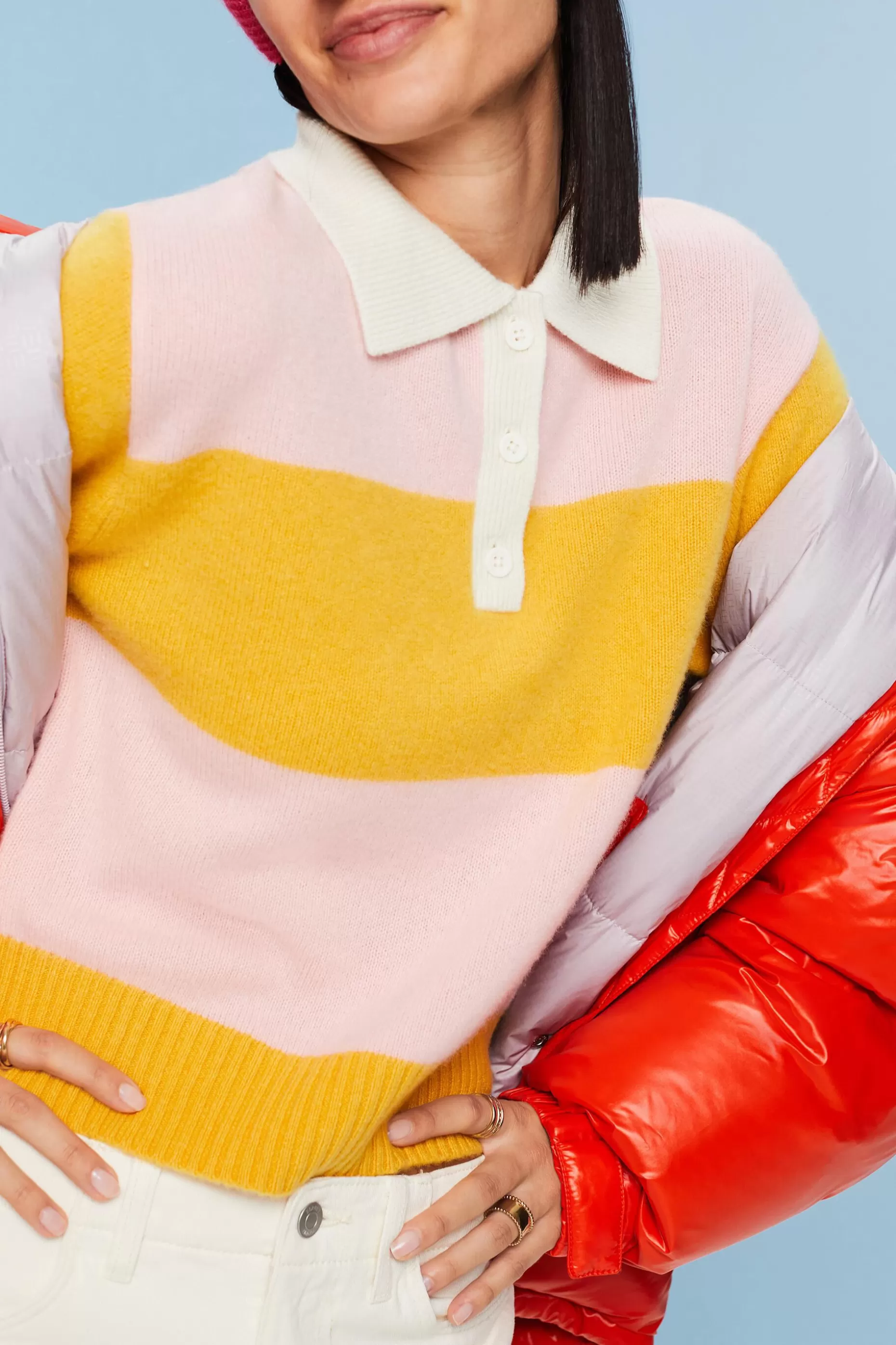 ESPRIT Cashmere Polo Rugby Stripe Sweater at our Online Shop *Women Sweaters