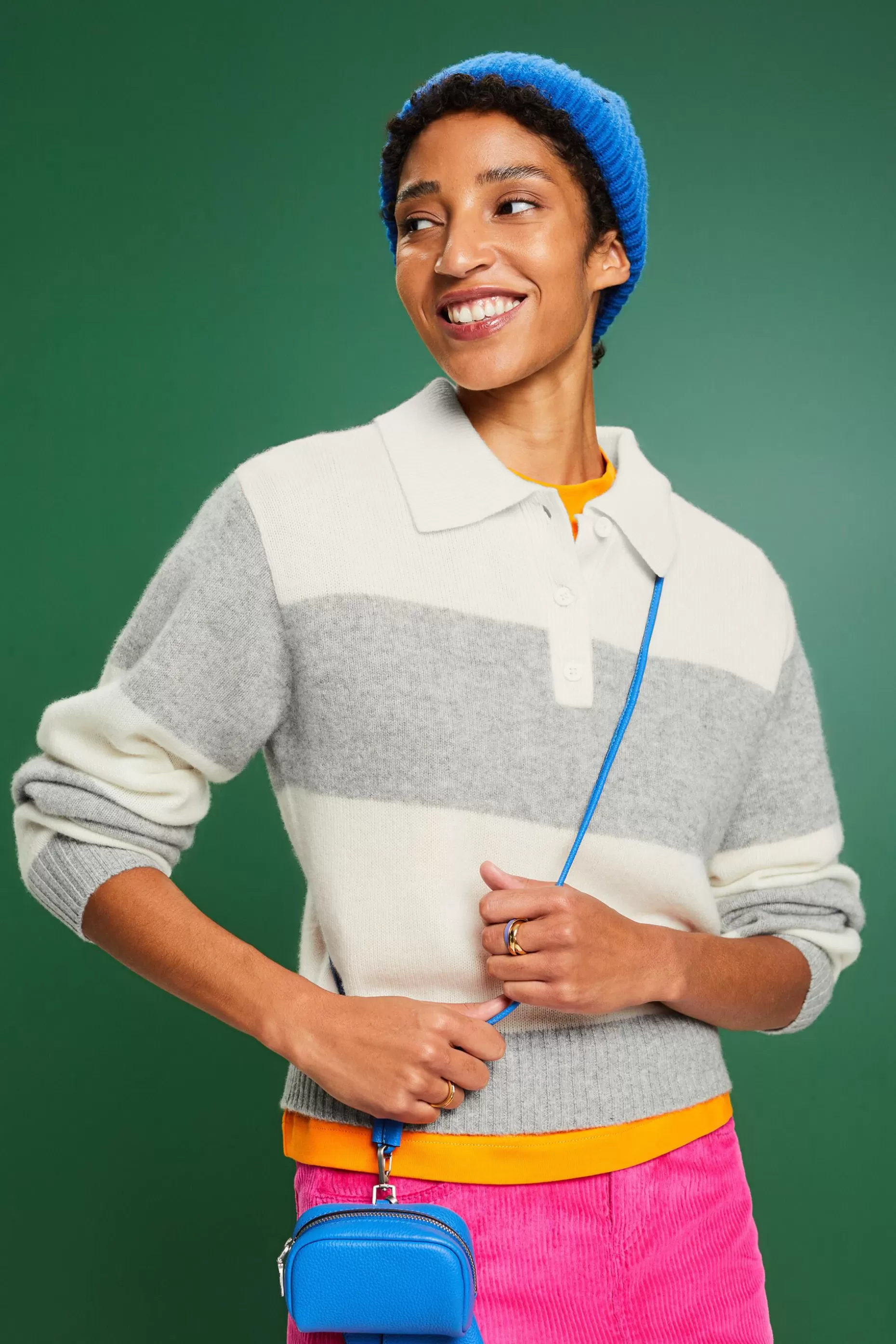 ESPRIT Cashmere Polo Rugby Stripe Sweater at our Online Shop *Women Sweaters