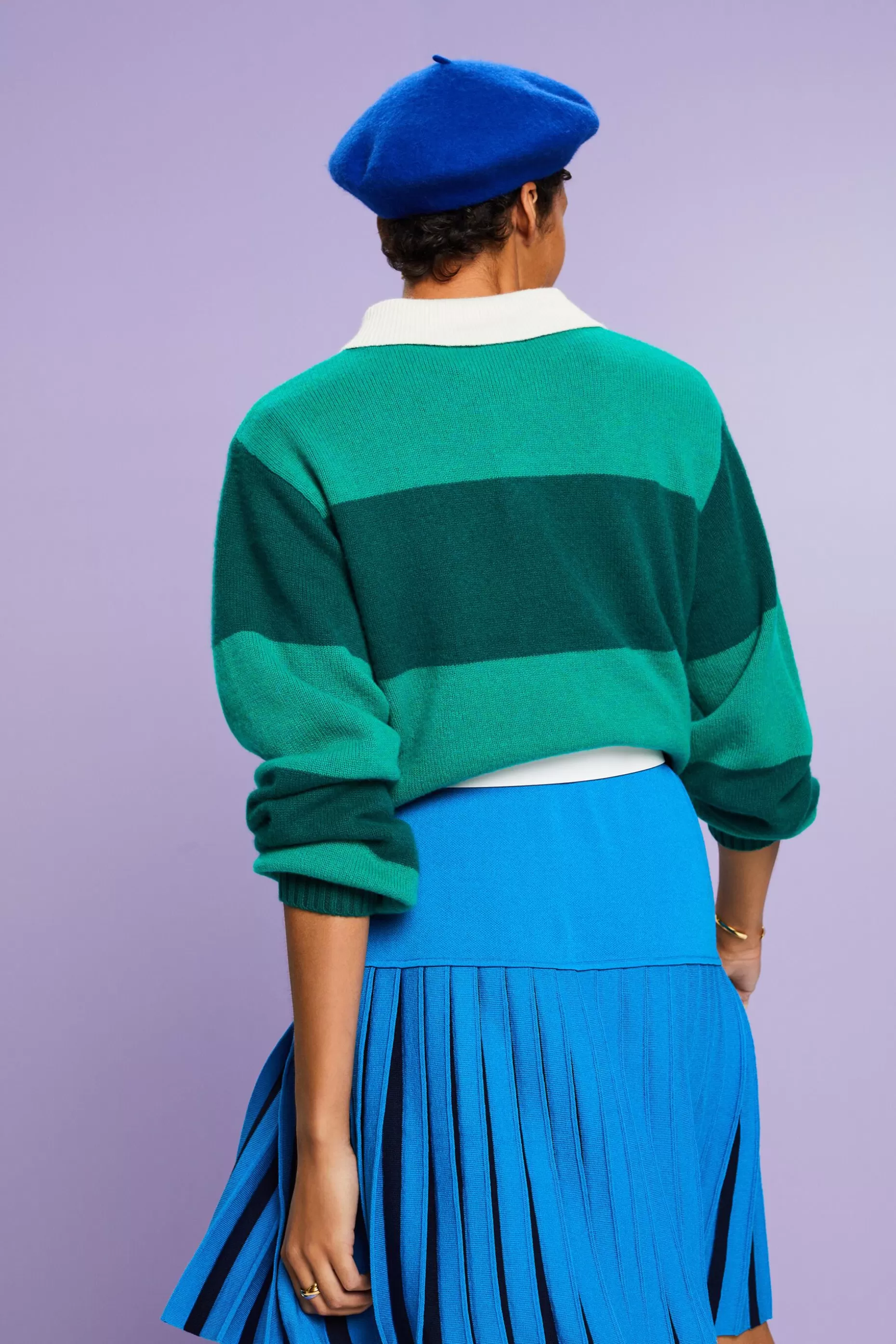 ESPRIT Cashmere Polo Rugby Stripe Sweater at our Online Shop *Women Sweaters