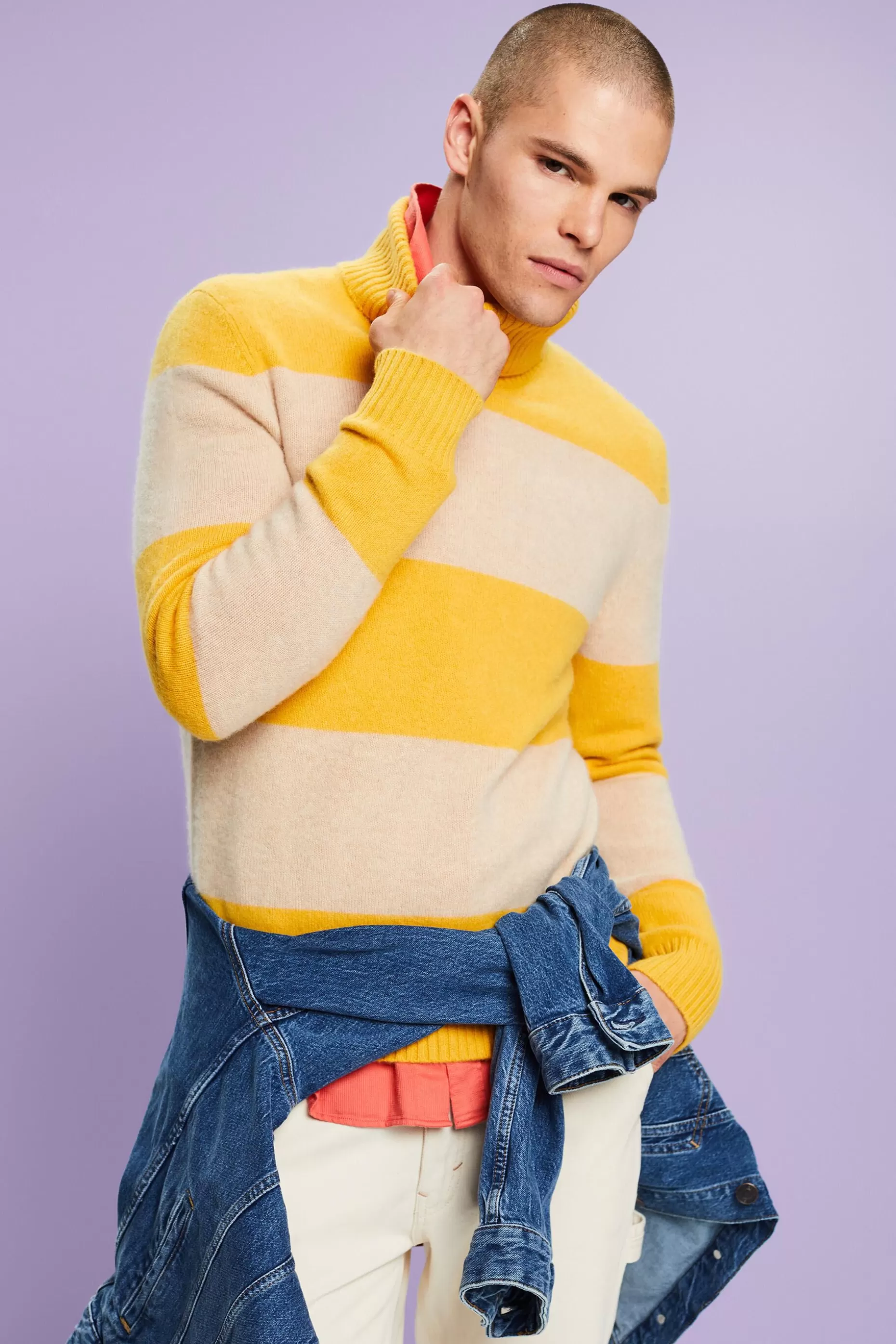 ESPRIT Cashmere Striped Turtleneck Sweater at our Online Shop *Men Sweaters