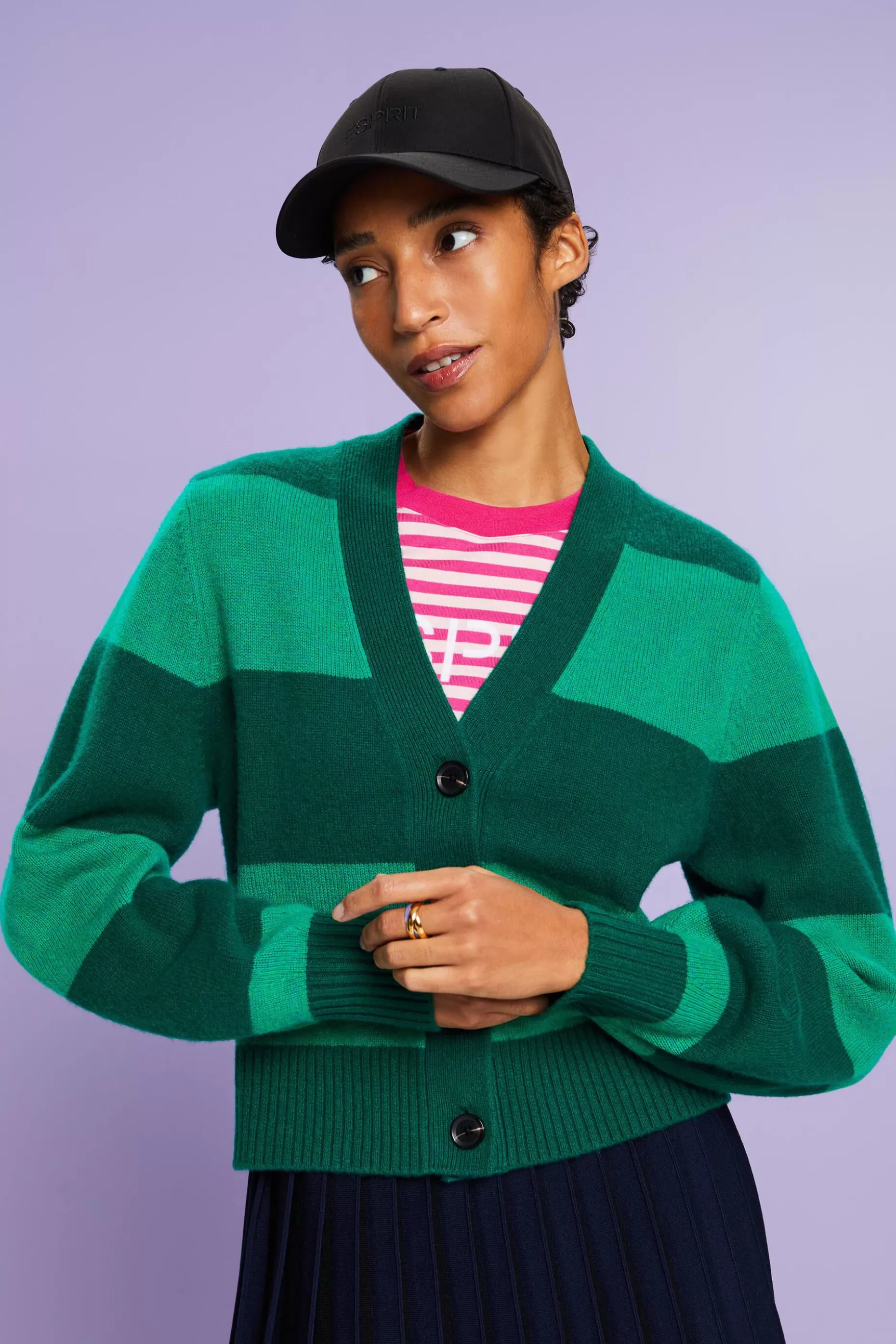 ESPRIT Cashmere V-Neck Rugby Stripe Cardigan at our Online Shop *Boys Boys