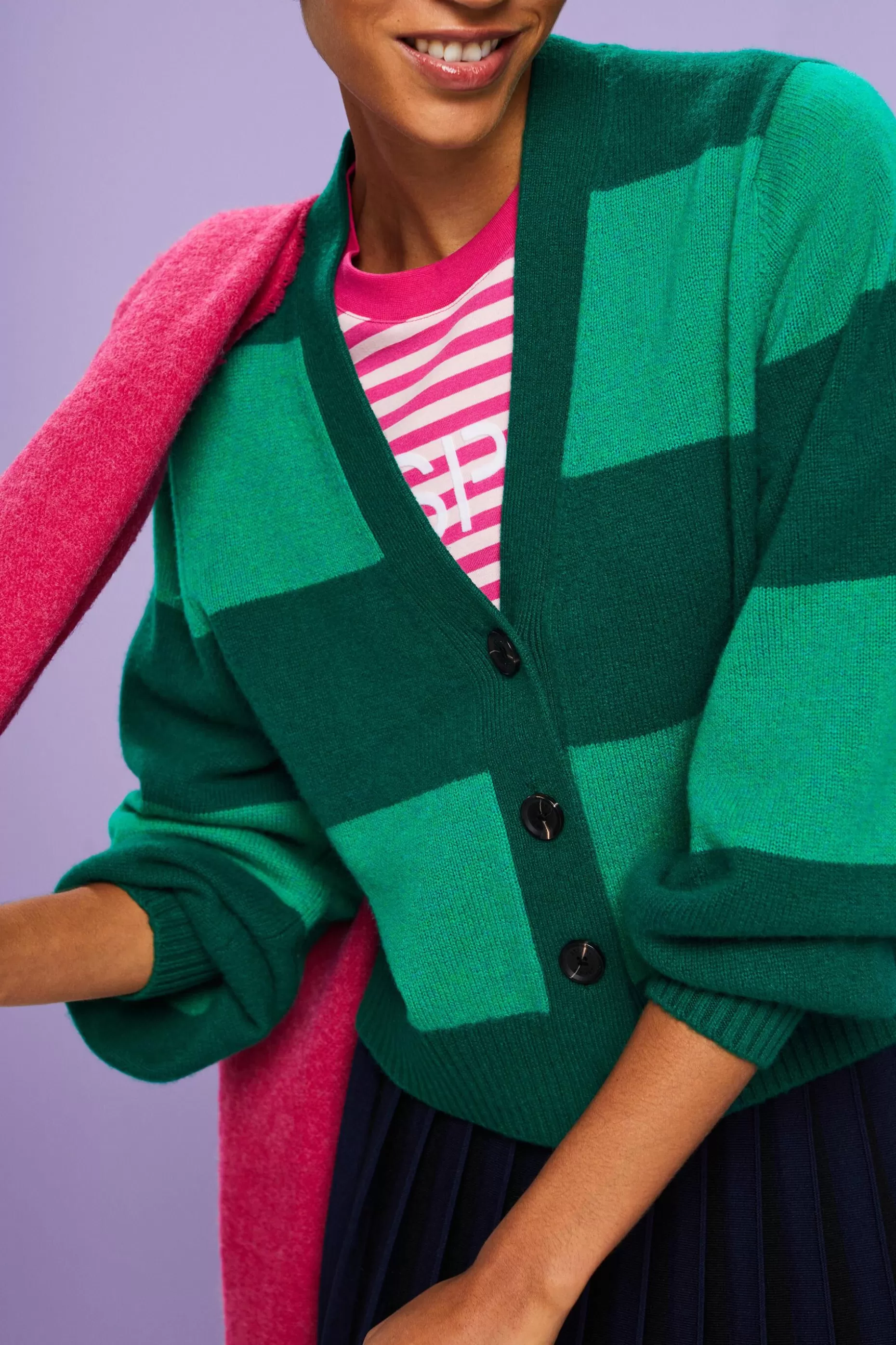 ESPRIT Cashmere V-Neck Rugby Stripe Cardigan at our Online Shop *Boys Boys