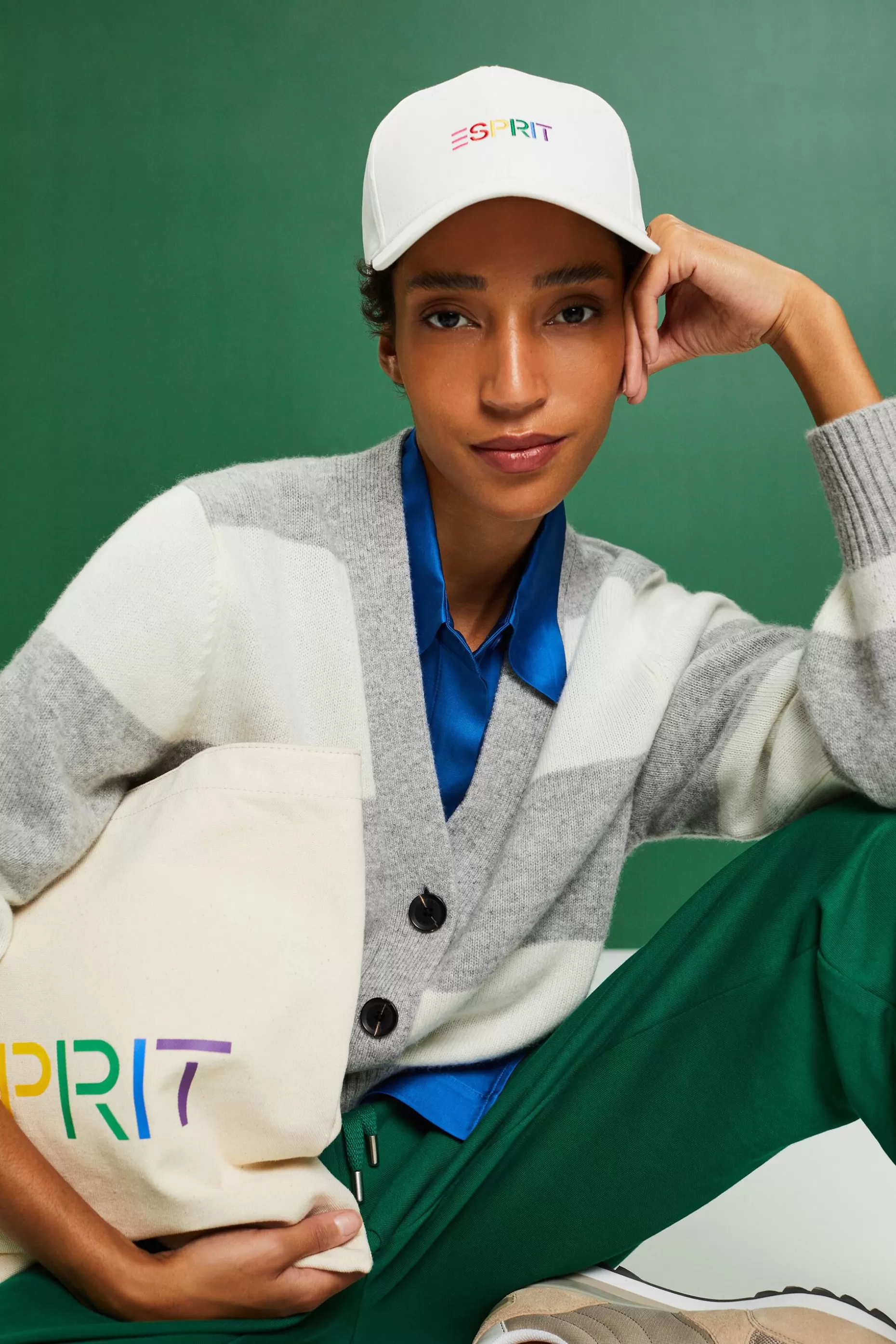 ESPRIT Cashmere V-Neck Rugby Stripe Cardigan at our Online Shop *Women Sweaters