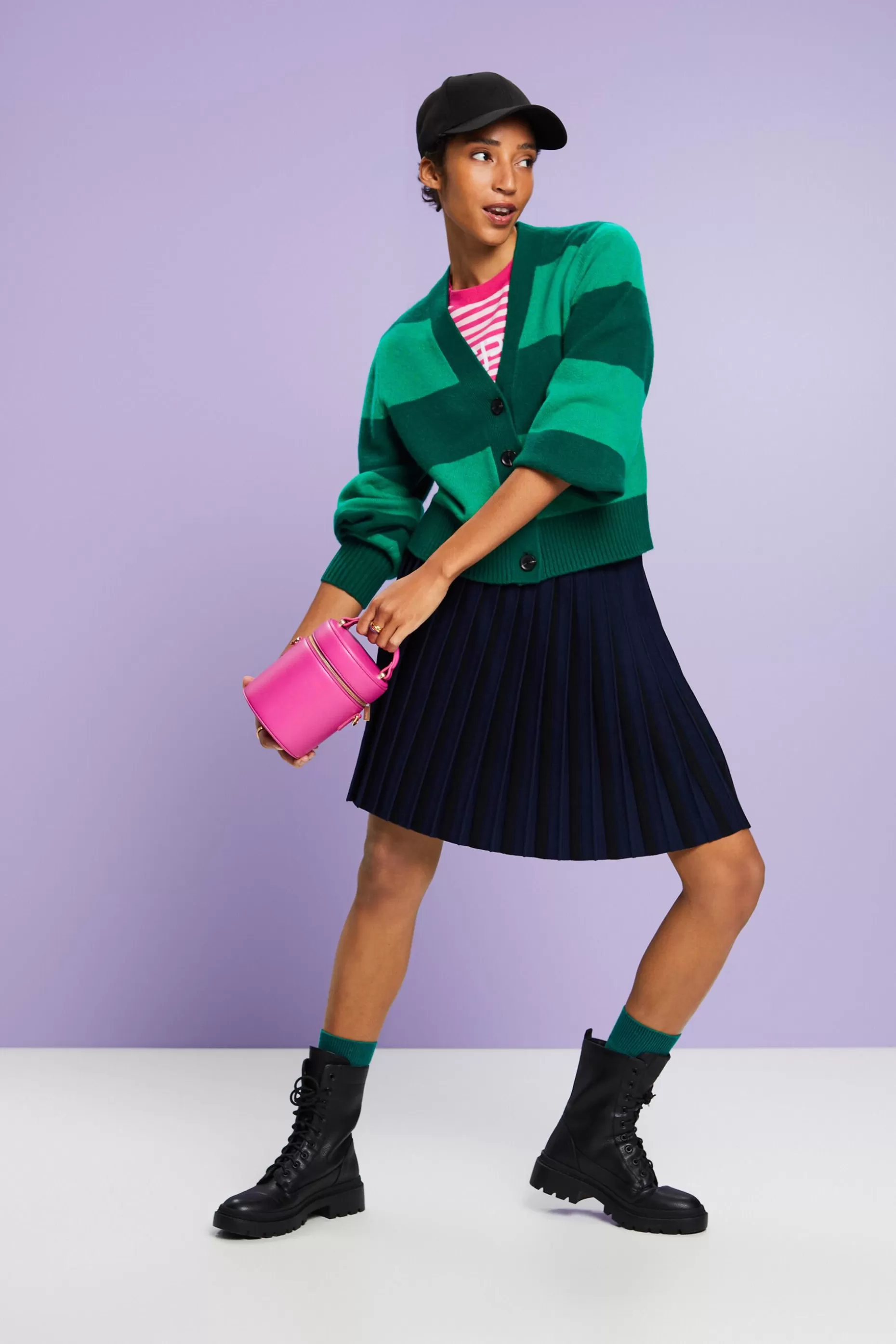 ESPRIT Cashmere V-Neck Rugby Stripe Cardigan at our Online Shop *Women Sweaters