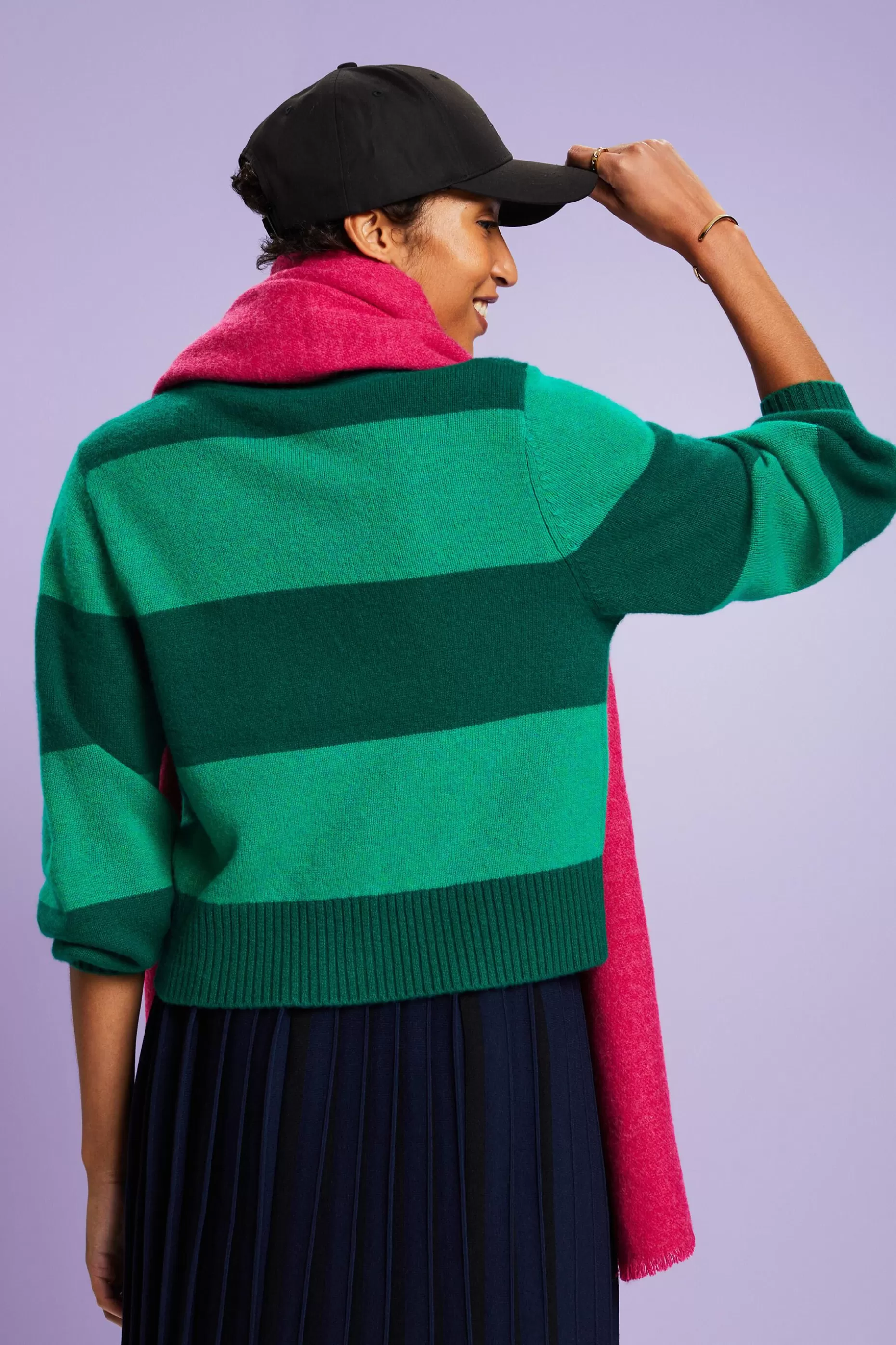 ESPRIT Cashmere V-Neck Rugby Stripe Cardigan at our Online Shop *Women Sweaters