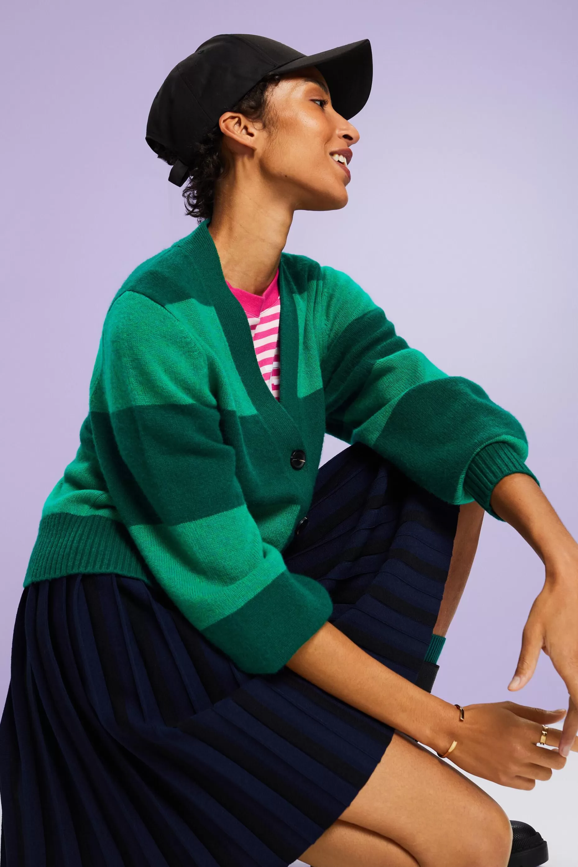 ESPRIT Cashmere V-Neck Rugby Stripe Cardigan at our Online Shop *Women Sweaters