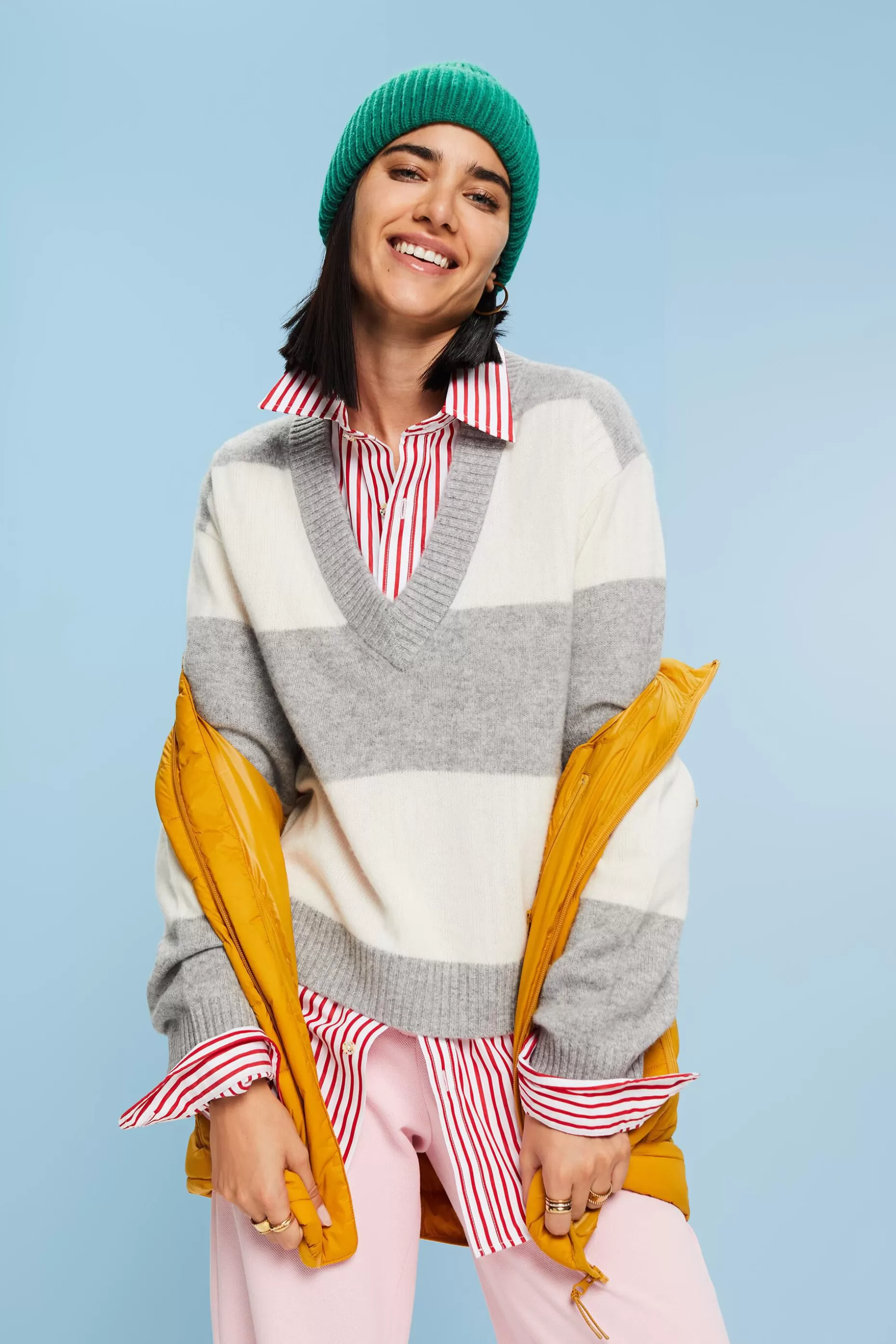 ESPRIT Cashmere V-Neck Rugby Stripe Sweater at our Online Shop *Boys Boys