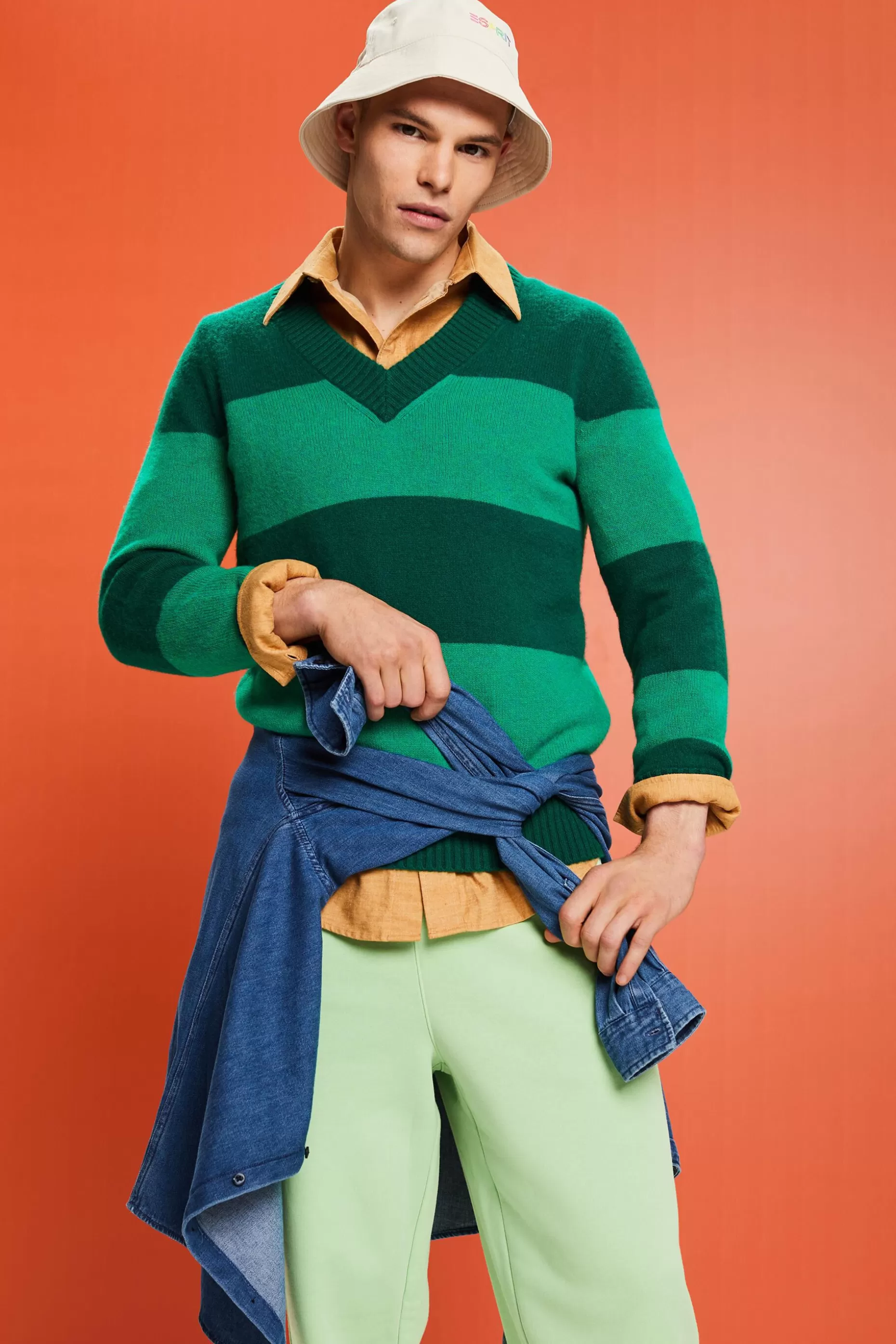 ESPRIT Cashmere V-Neck Rugby Stripe Sweater at our Online Shop * Boys