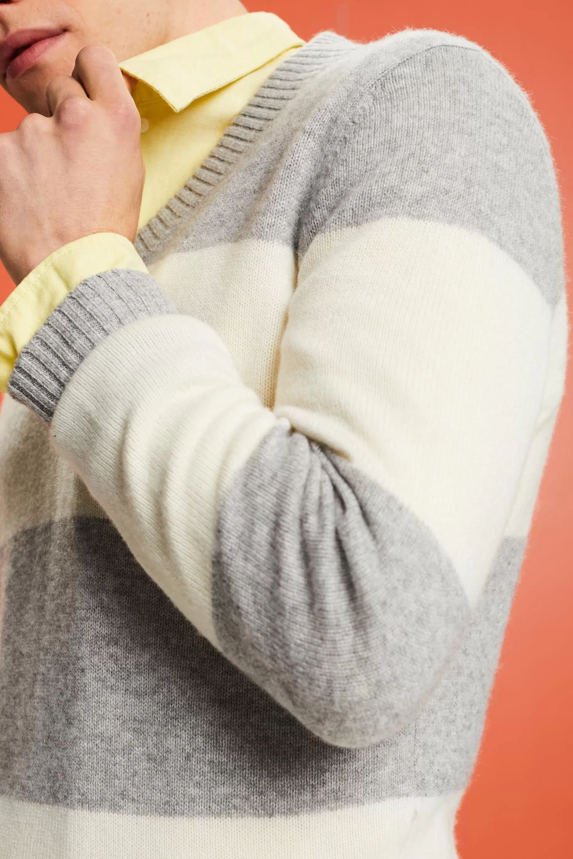 ESPRIT Cashmere V-Neck Rugby Stripe Sweater at our Online Shop *Men Sweaters