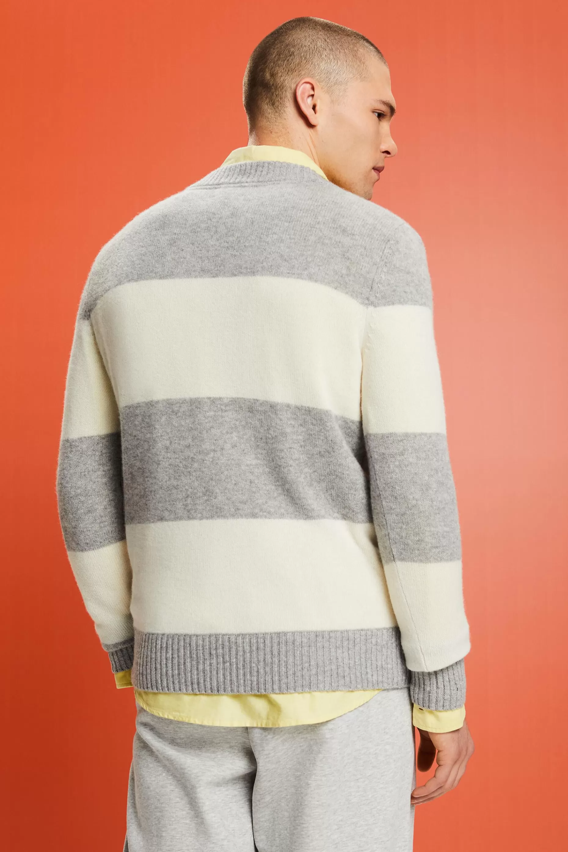 ESPRIT Cashmere V-Neck Rugby Stripe Sweater at our Online Shop *Men Sweaters