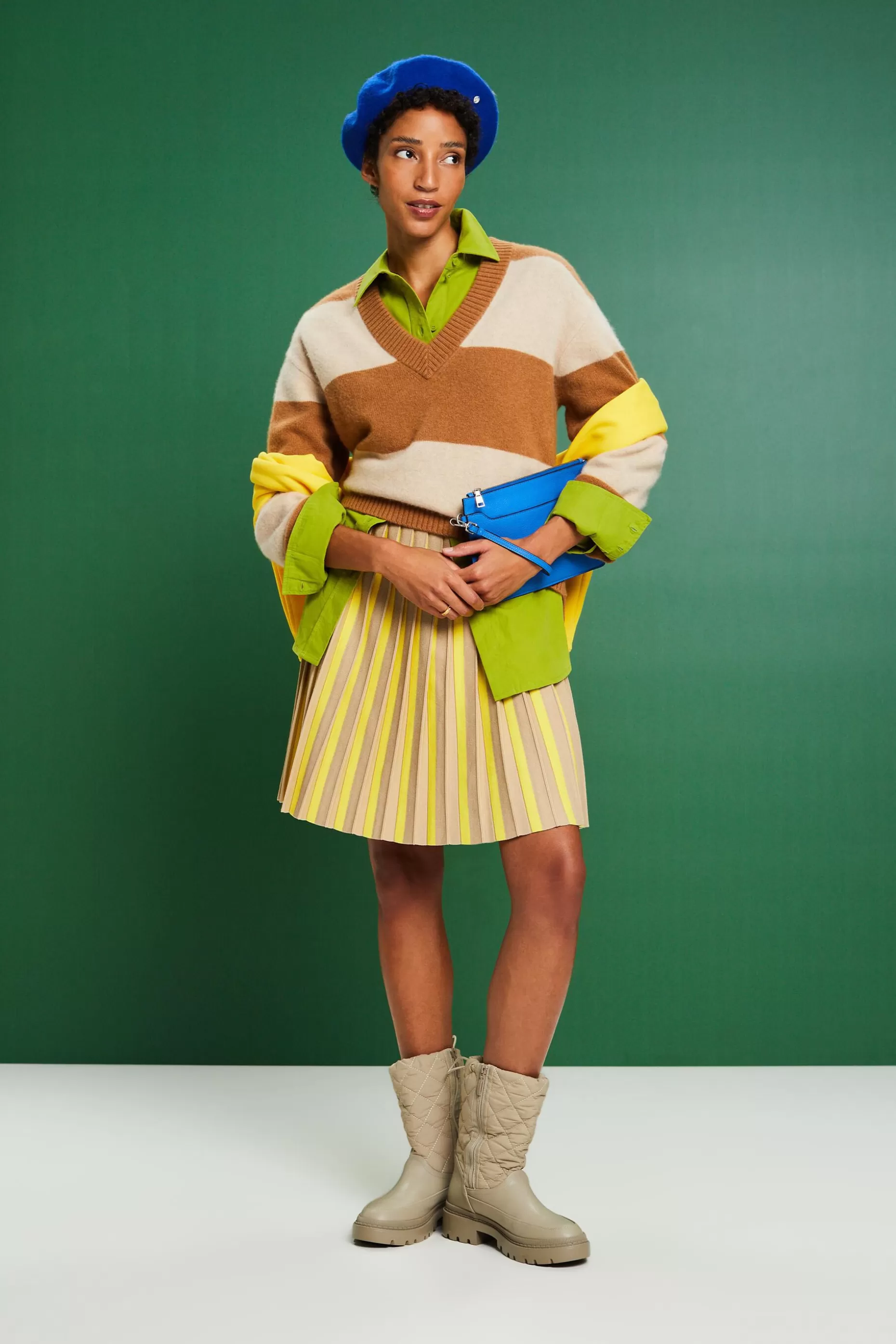 ESPRIT Cashmere V-Neck Rugby Stripe Sweater at our Online Shop *Women Sweaters