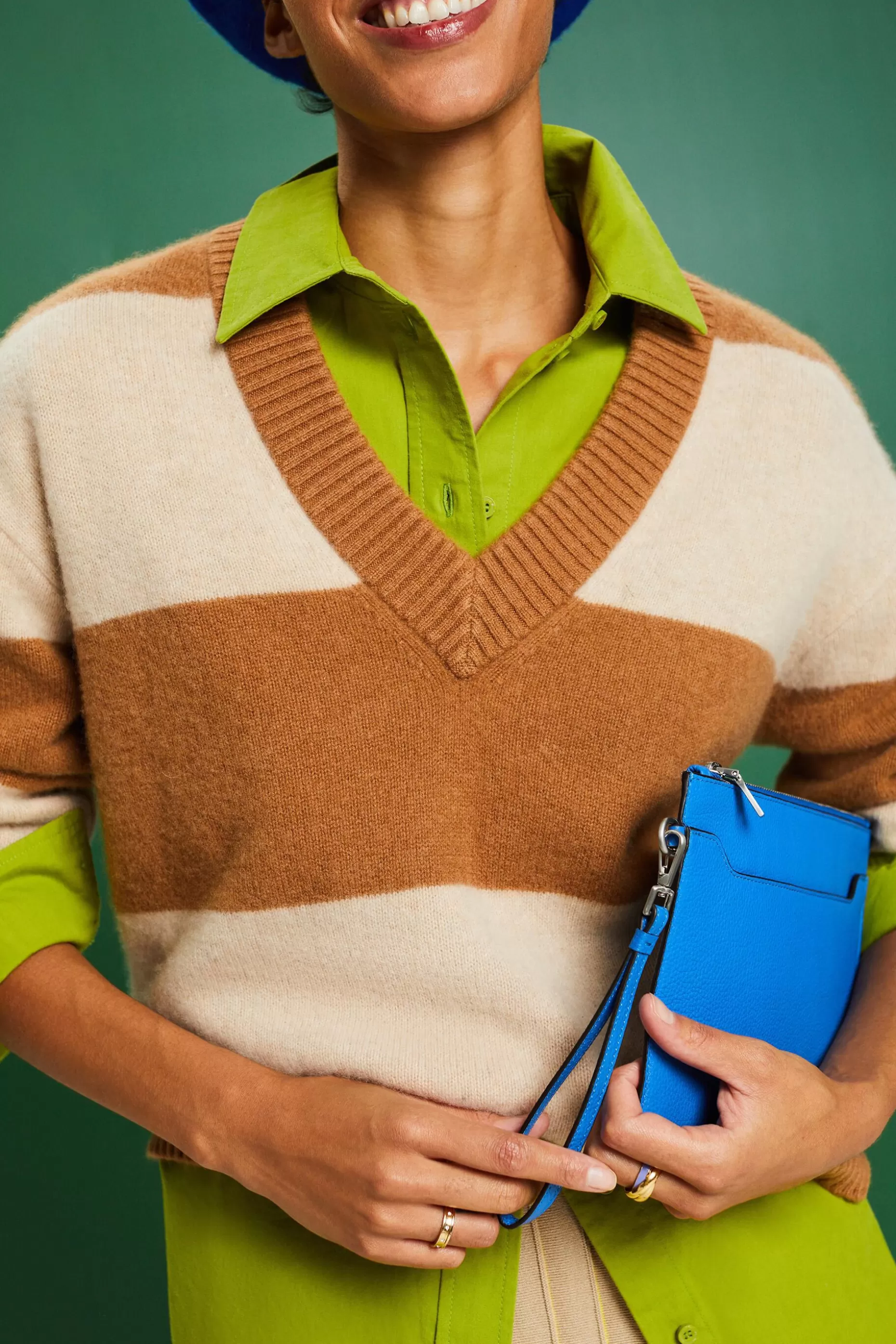 ESPRIT Cashmere V-Neck Rugby Stripe Sweater at our Online Shop *Women Sweaters