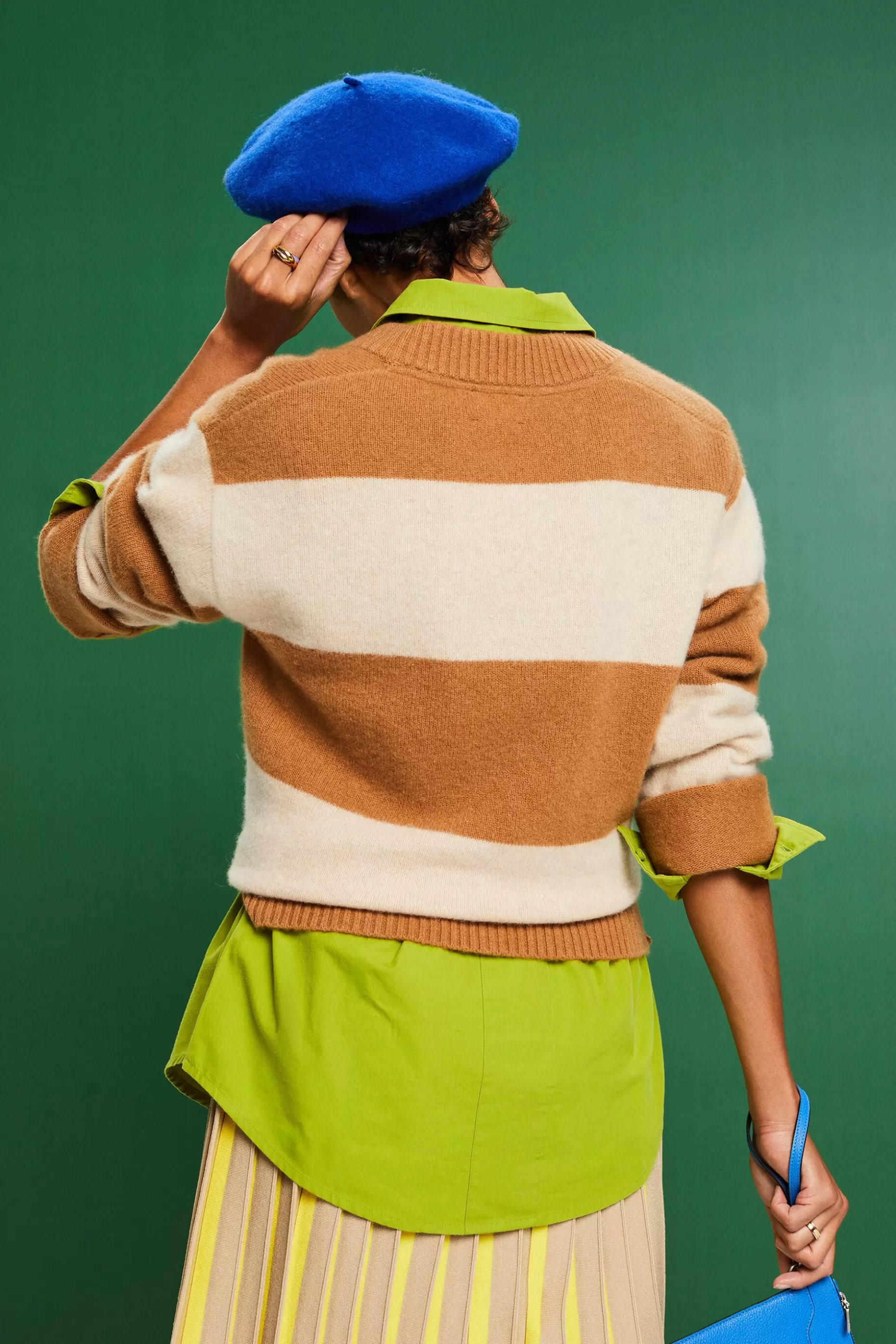 ESPRIT Cashmere V-Neck Rugby Stripe Sweater at our Online Shop *Women Sweaters