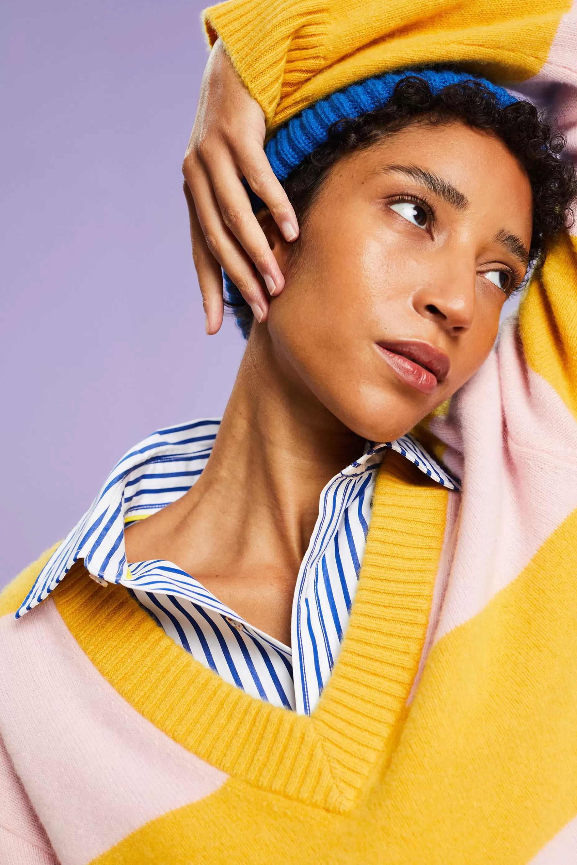 ESPRIT Cashmere V-Neck Rugby Stripe Sweater at our Online Shop *Women Sweaters
