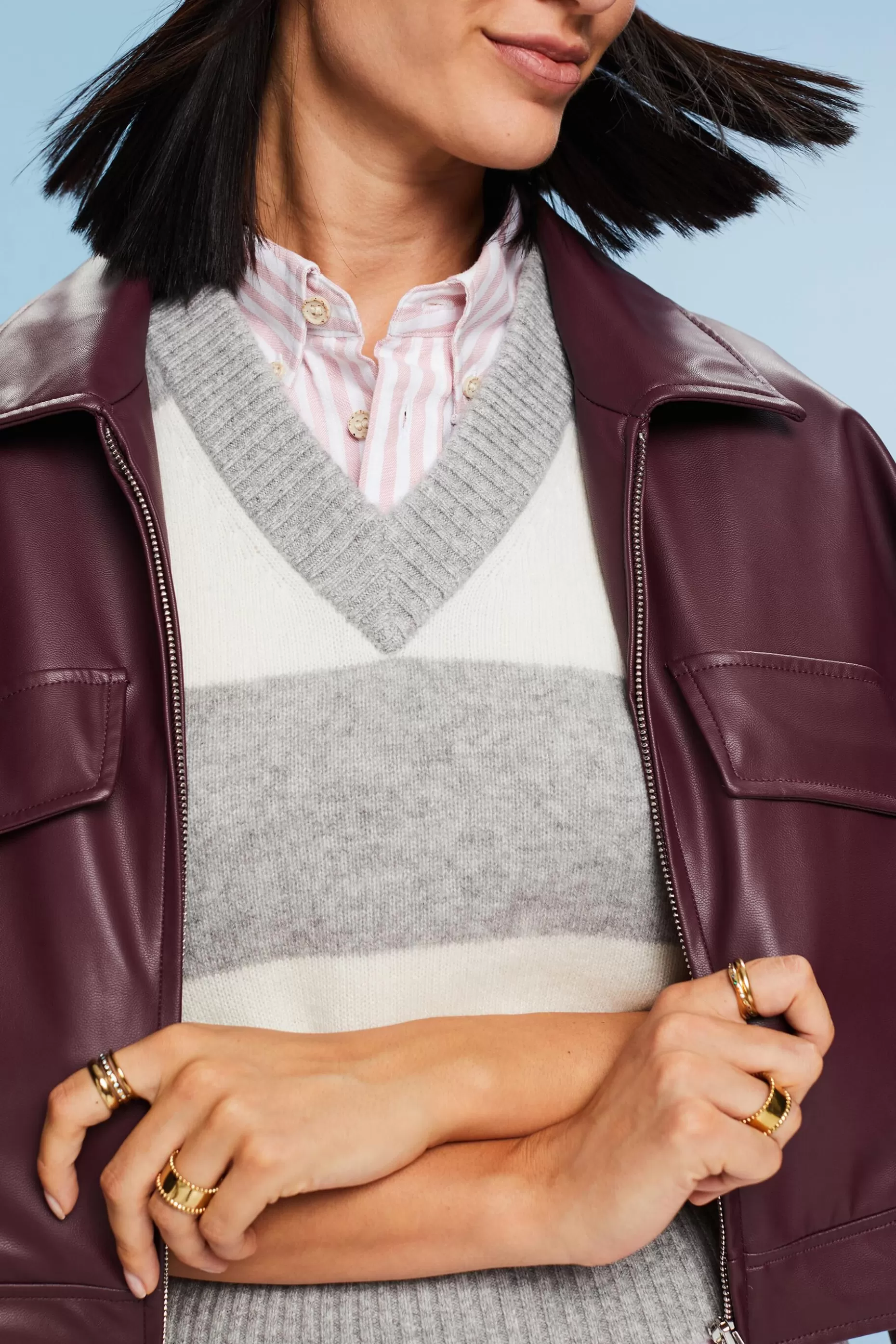 ESPRIT Cashmere V-Neck Rugby Stripe Vest at our Online Shop *Women Sweaters