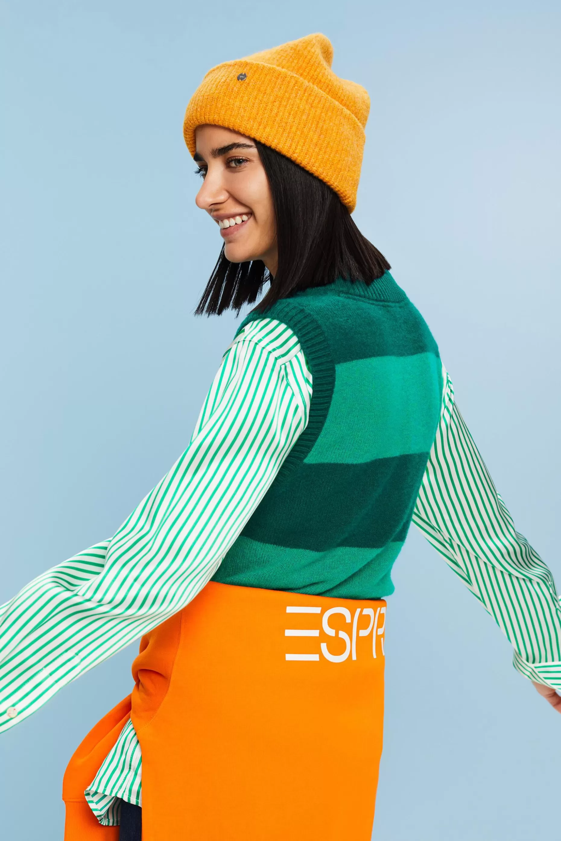 ESPRIT Cashmere V-Neck Rugby Stripe Vest at our Online Shop *Women Sweaters