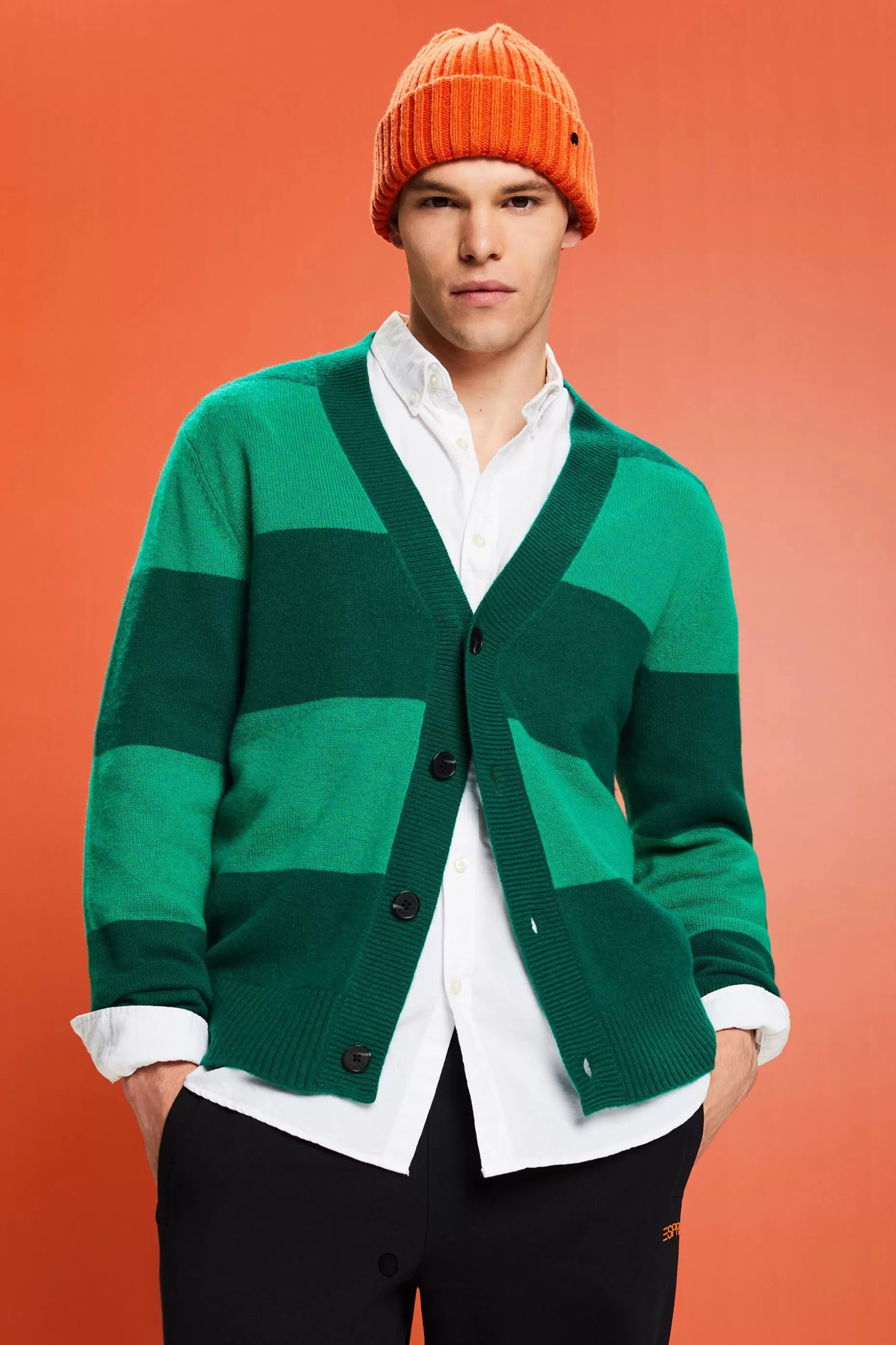 ESPRIT Cashmere V-Neck Striped Cardigan at our Online Shop *Men Sweaters