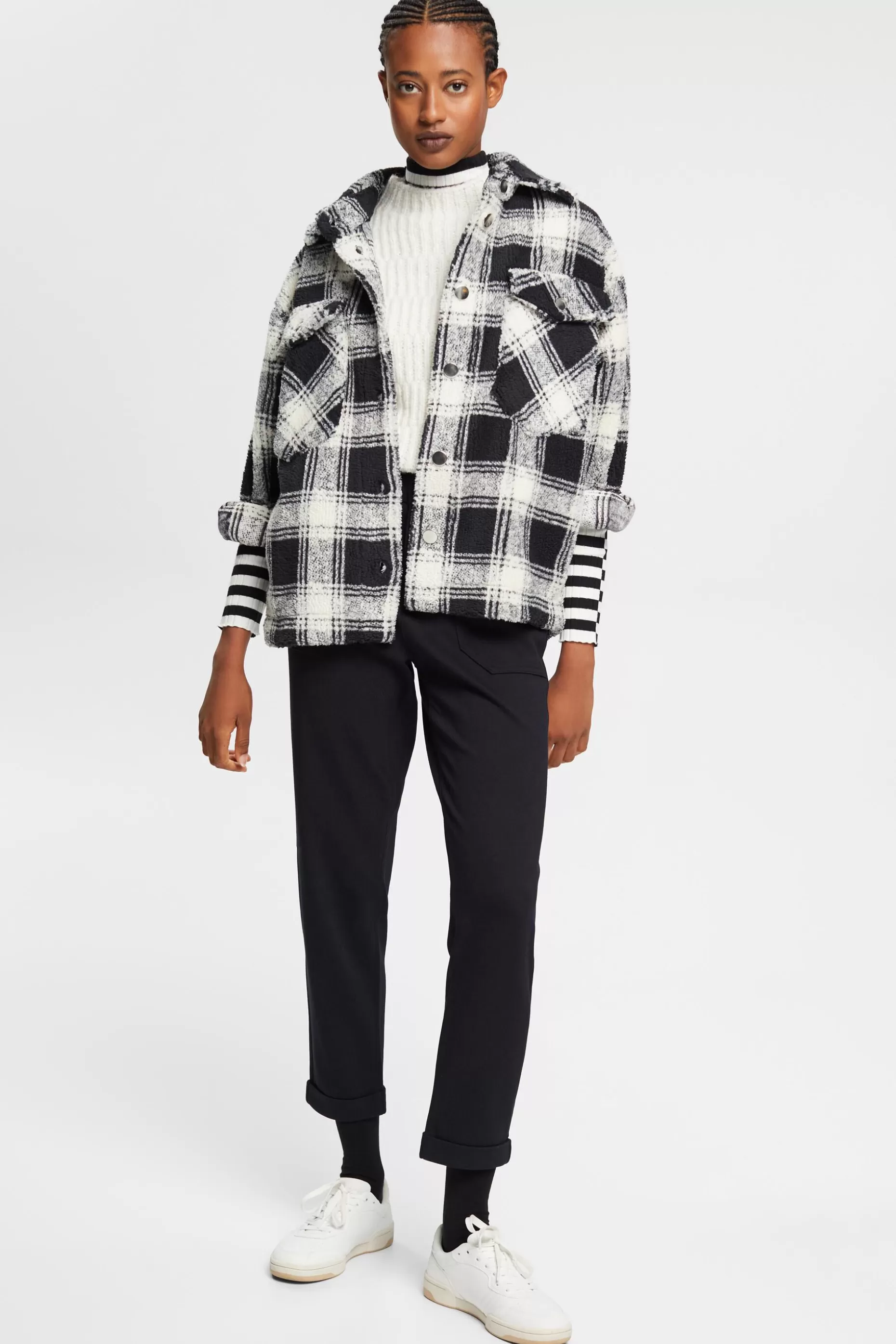 ESPRIT Checked teddy borg shacket at our Online Shop *Women Jackets + Coats