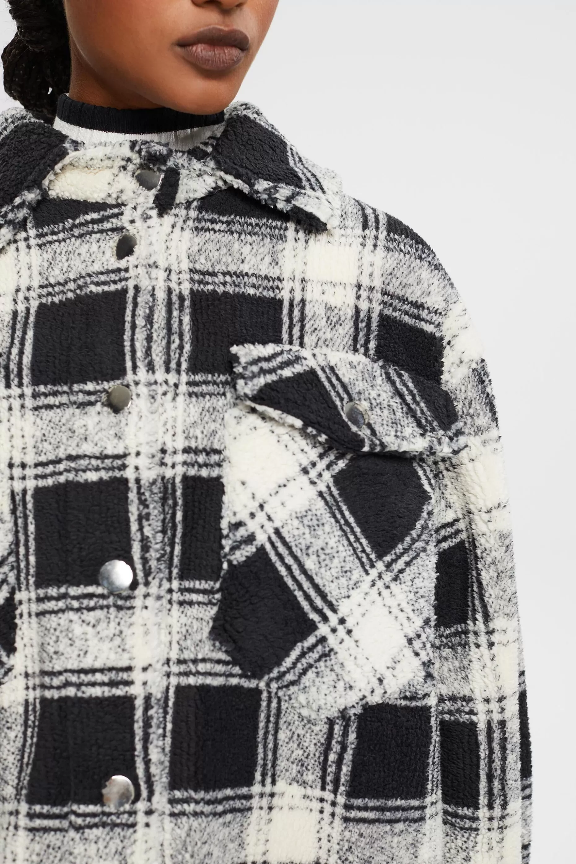 ESPRIT Checked teddy borg shacket at our Online Shop *Women Jackets + Coats