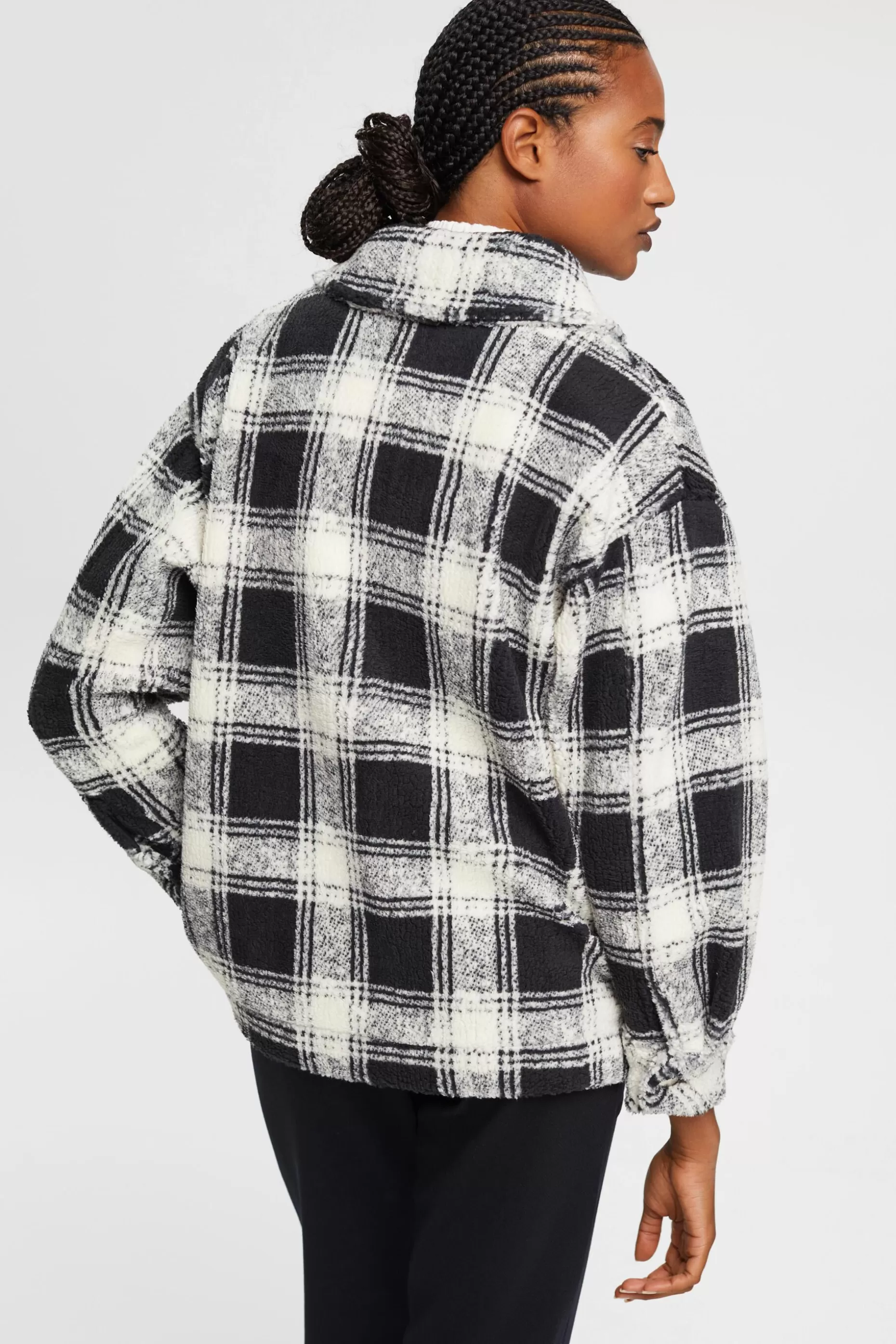 ESPRIT Checked teddy borg shacket at our Online Shop *Women Jackets + Coats