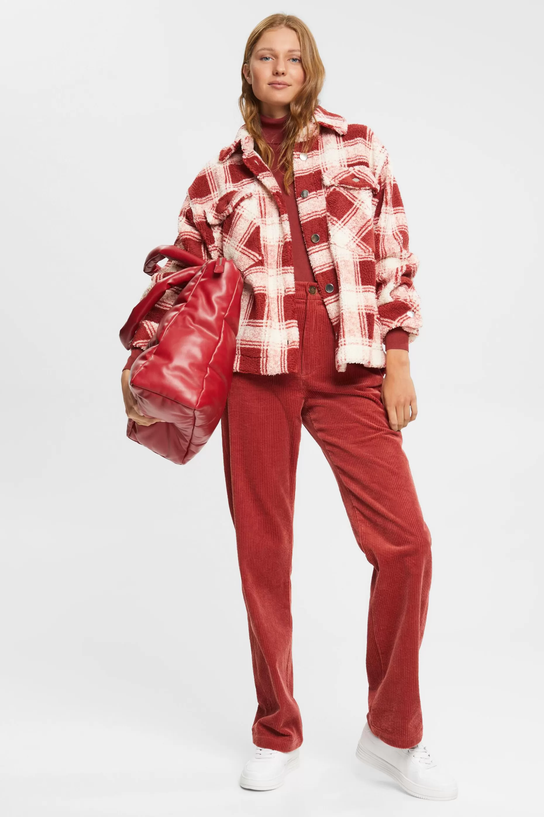 ESPRIT Checked teddy borg shacket at our Online Shop *Women Jackets + Coats