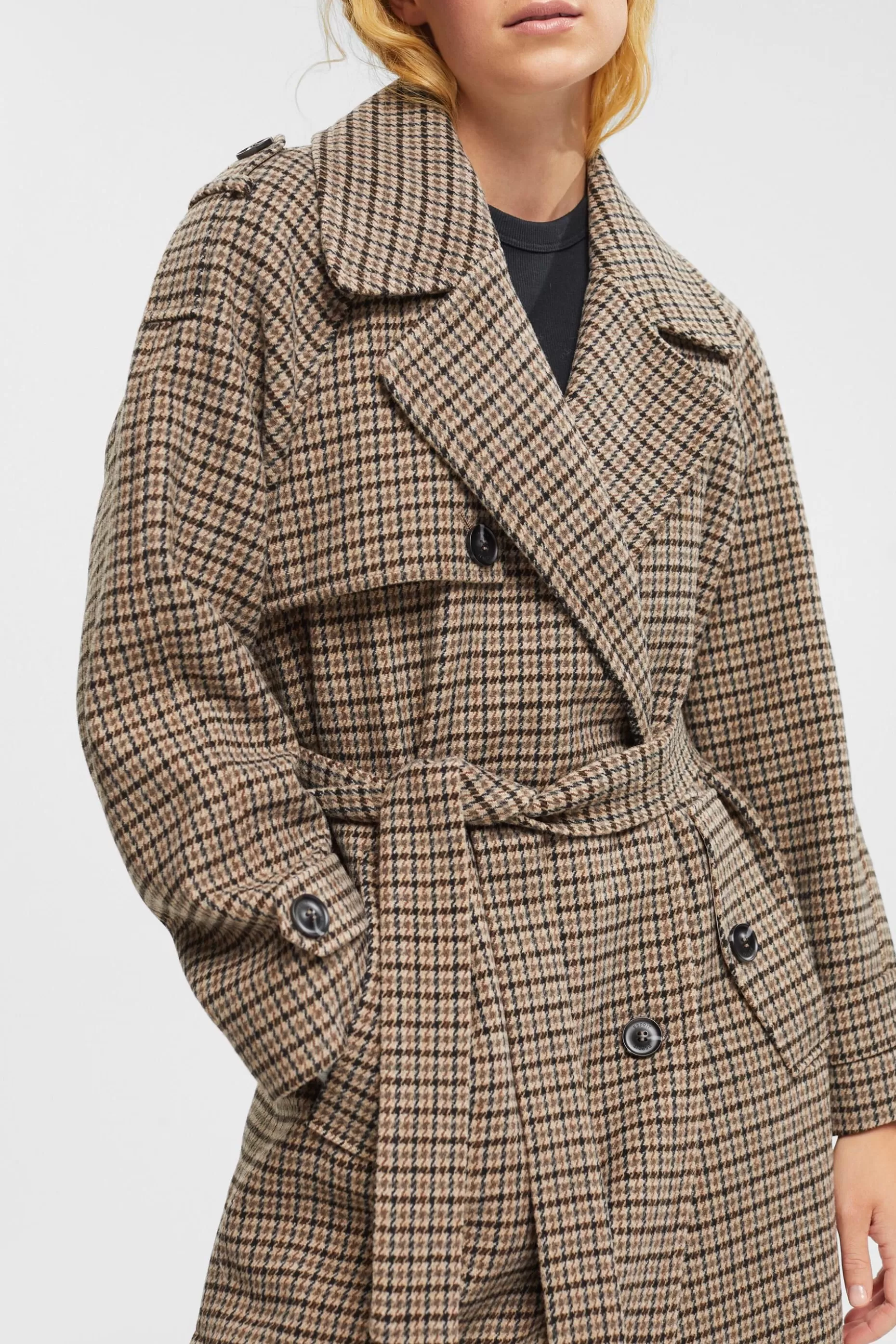 ESPRIT Checked wool blend coat at our Online Shop *Women Jackets + Coats