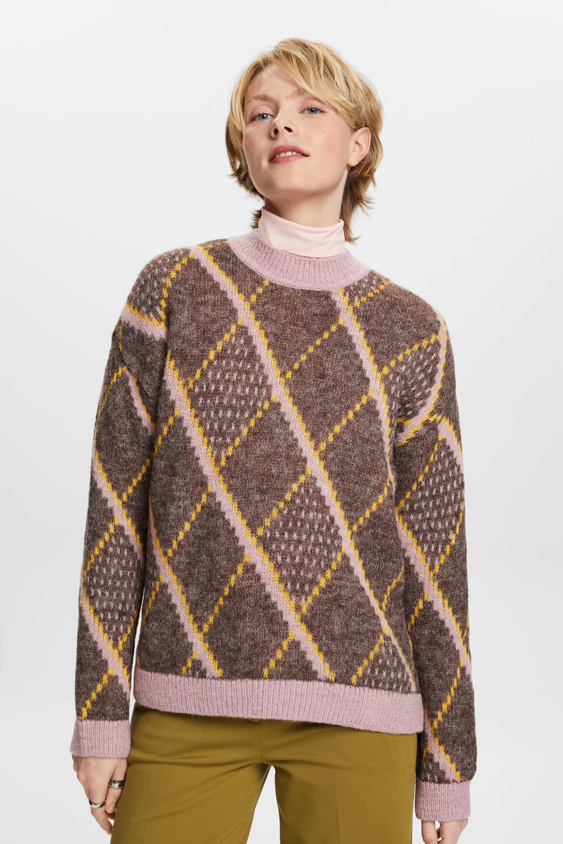 ESPRIT Checked Wool-Blend Sweater at our Online Shop *Women Tops