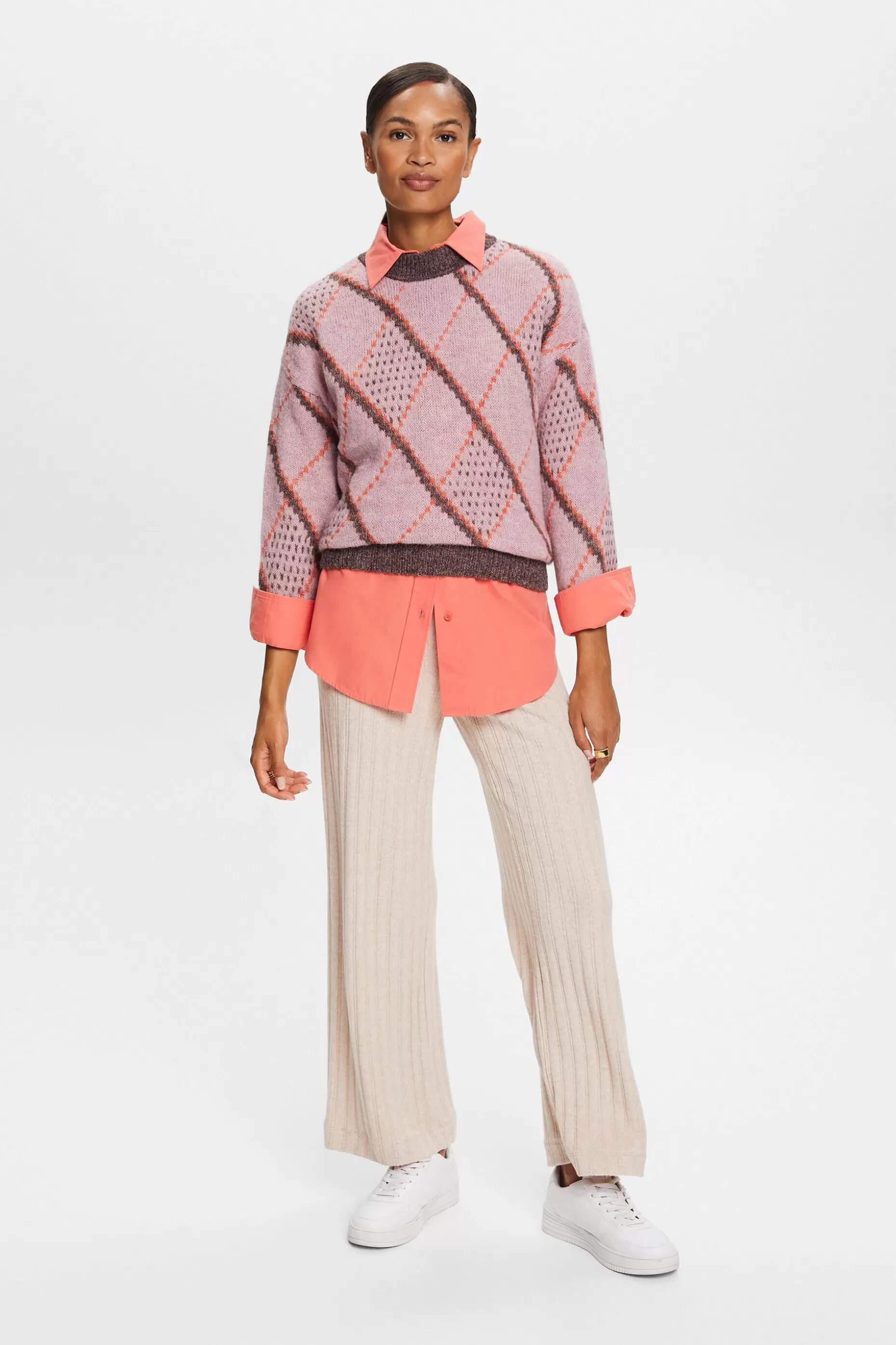 ESPRIT Checked Wool-Blend Sweater at our Online Shop *Women Sweaters