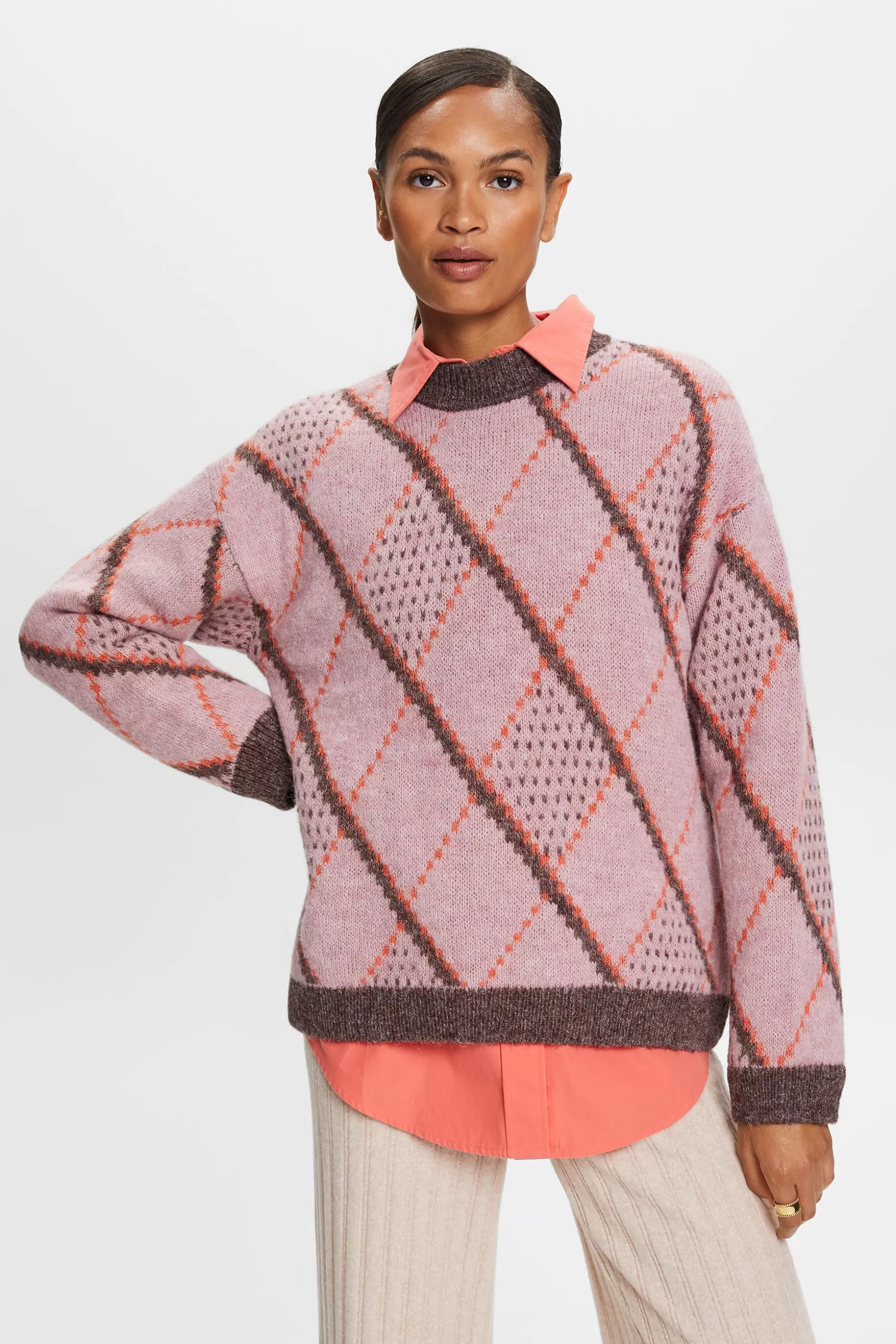 ESPRIT Checked Wool-Blend Sweater at our Online Shop *Women Sweaters