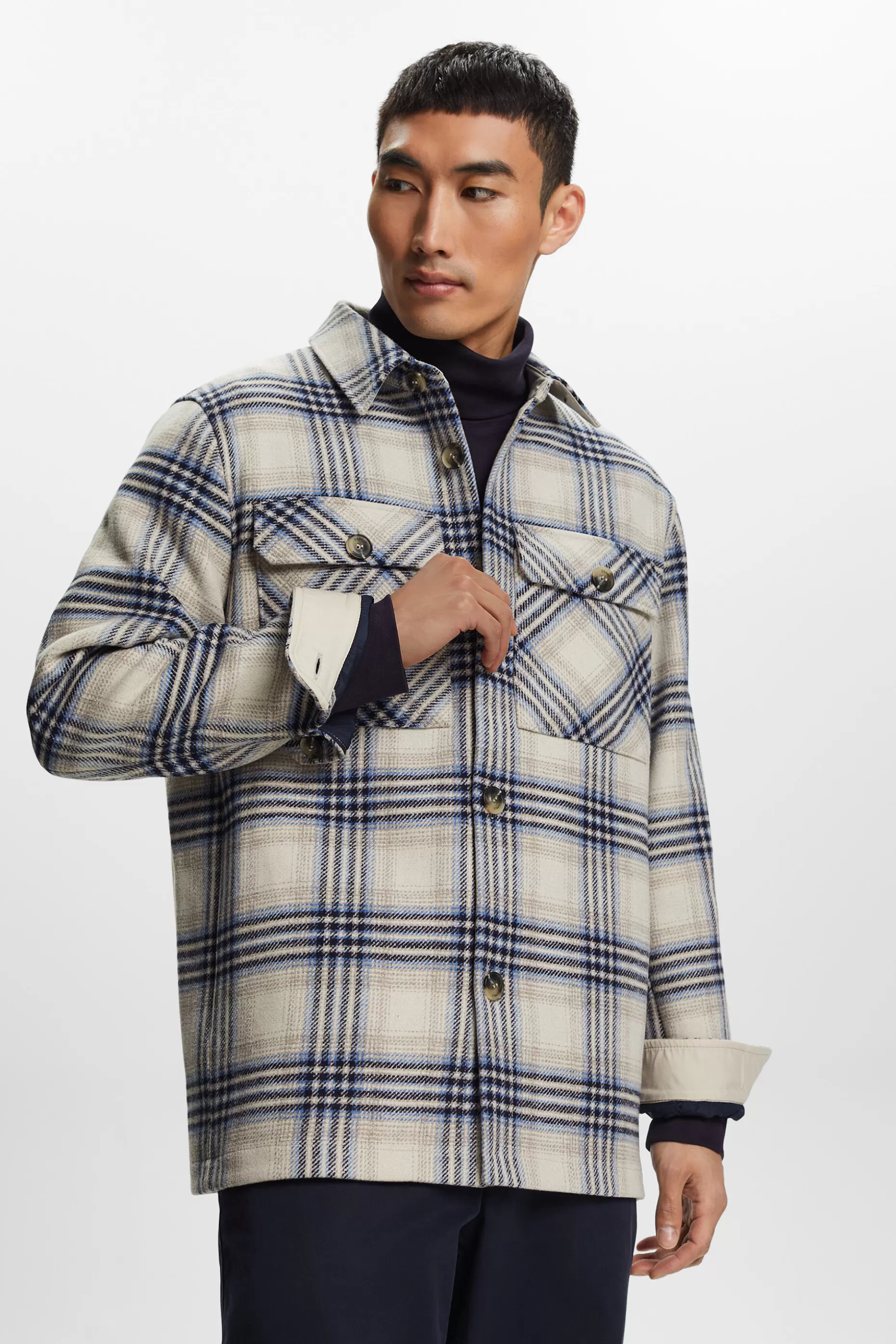 ESPRIT Checkered Wool Blend Overshirt at our Online Shop * Sale Under $50