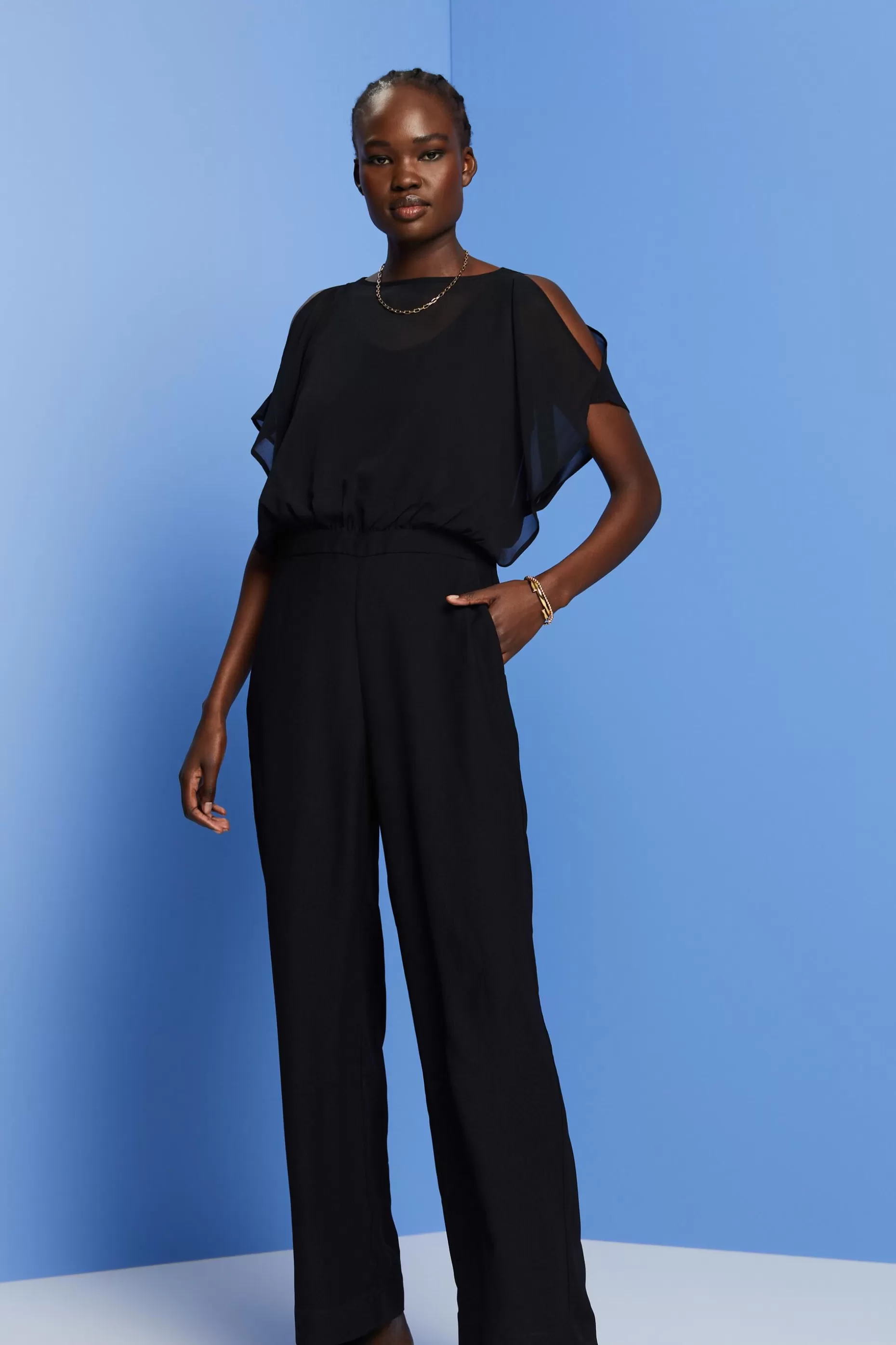 ESPRIT Chiffon Wide-Leg Jumpsuit at our Online Shop *Women Dresses + Jumpsuits