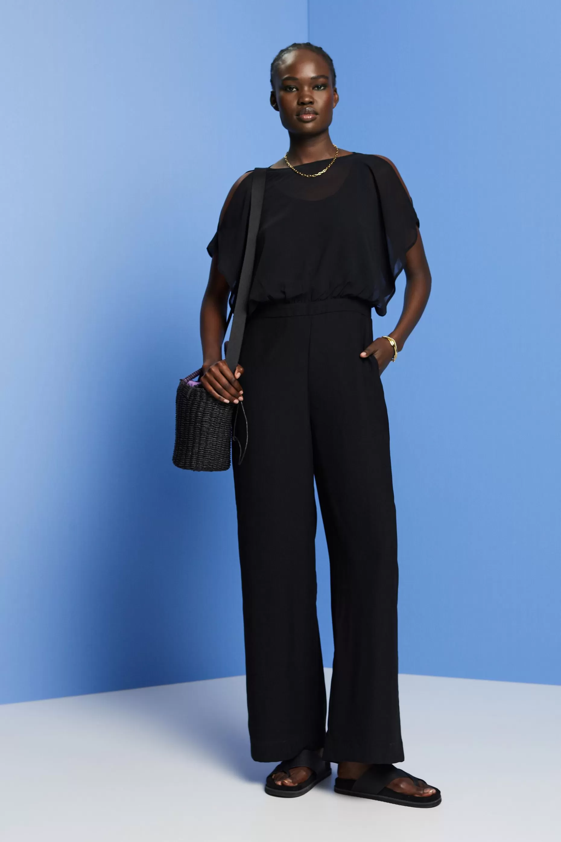 ESPRIT Chiffon Wide-Leg Jumpsuit at our Online Shop *Women Dresses + Jumpsuits