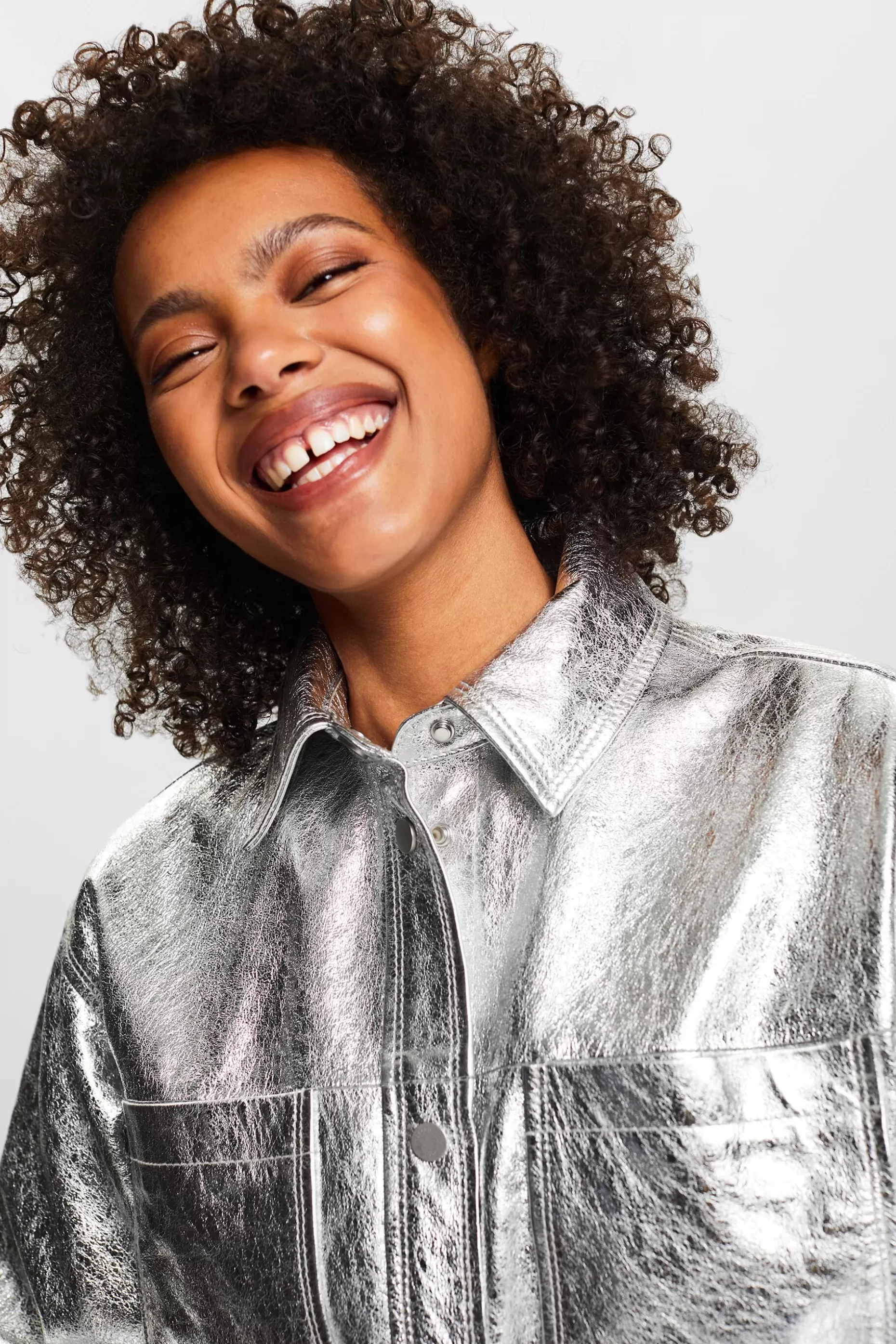ESPRIT Coated Metallic Leather Shacket at our Online Shop *Women Jackets + Coats